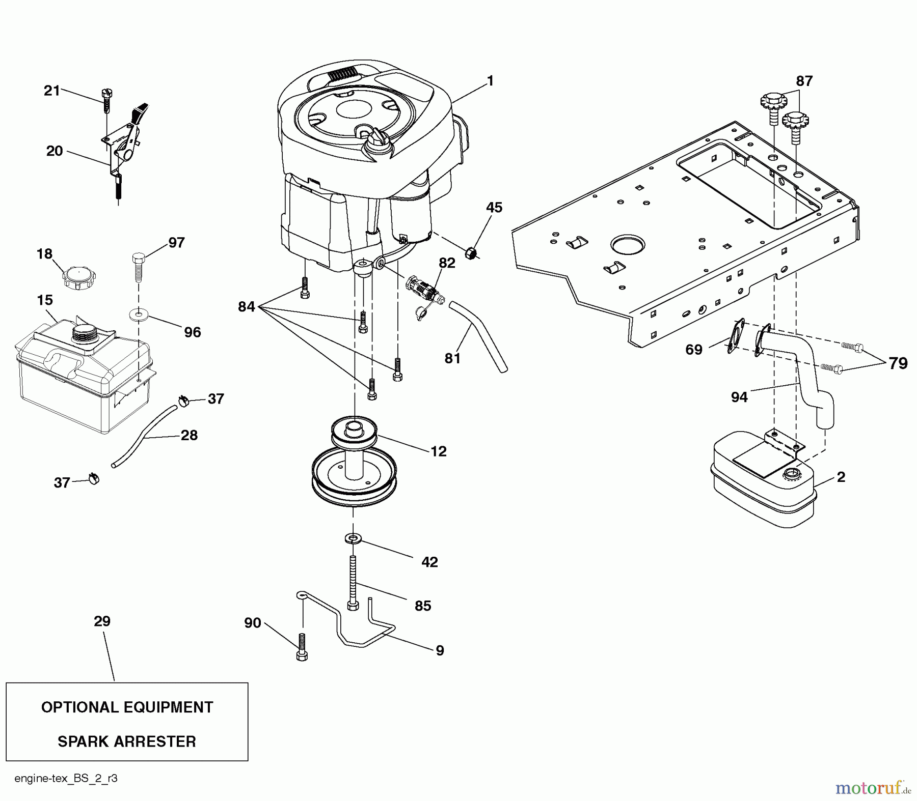 Husqvarna Rasen und Garten Traktoren YTH 2042 (96043009202) - Husqvarna Yard Tractor (2010-04 & After) Engine