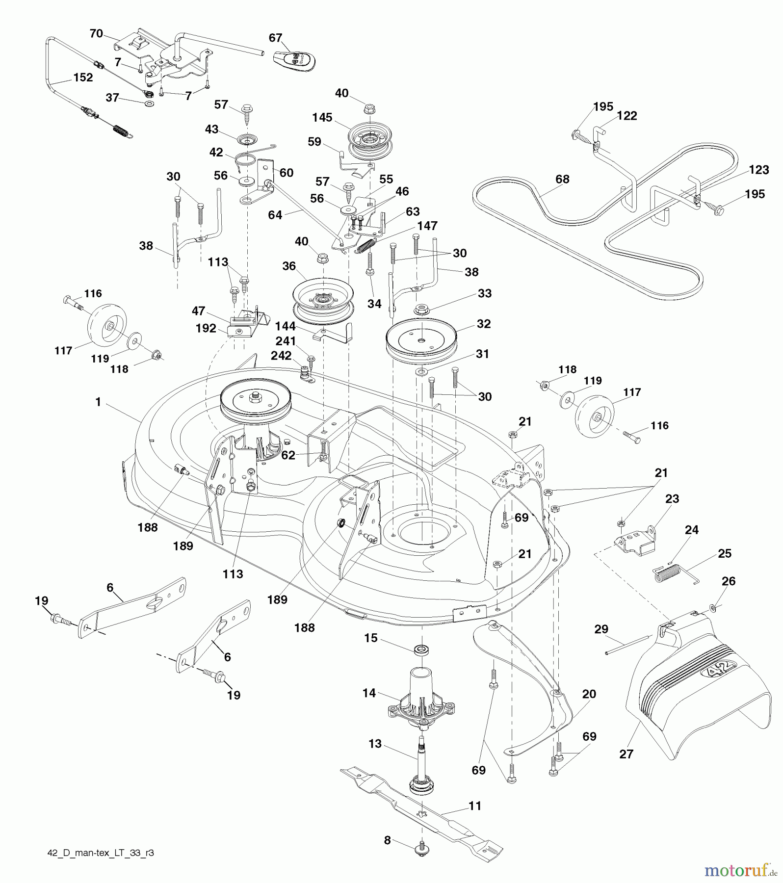 Husqvarna Rasen und Garten Traktoren YTH 2042 (96043010600) - Husqvarna Yard Tractor (2009-12 & After) Mower Deck
