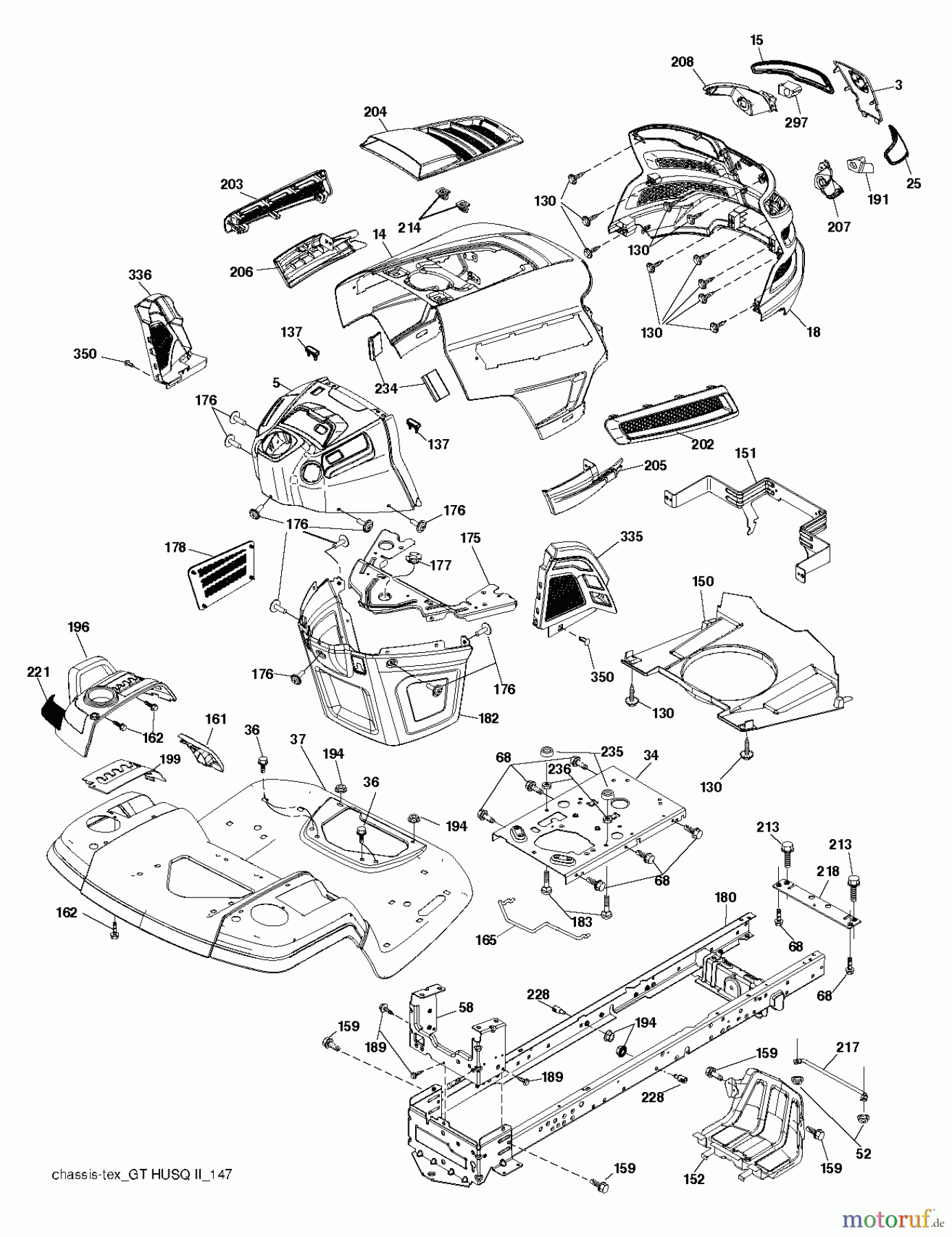 Husqvarna Rasen und Garten Traktoren YTH 2042TD (96041005405) - Husqvarna Yard Tractor (2013-02 & After) CHASSIS ENCLOSURES