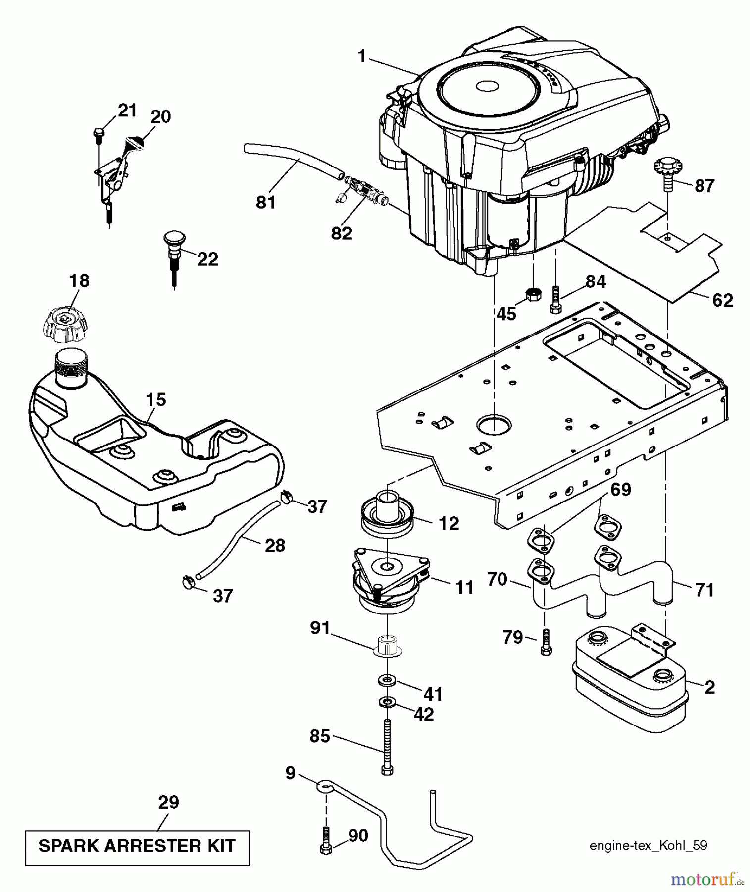 Husqvarna Rasen und Garten Traktoren YTH 2042TD (96041005405) - Husqvarna Yard Tractor (2013-02 & After) ENGINE