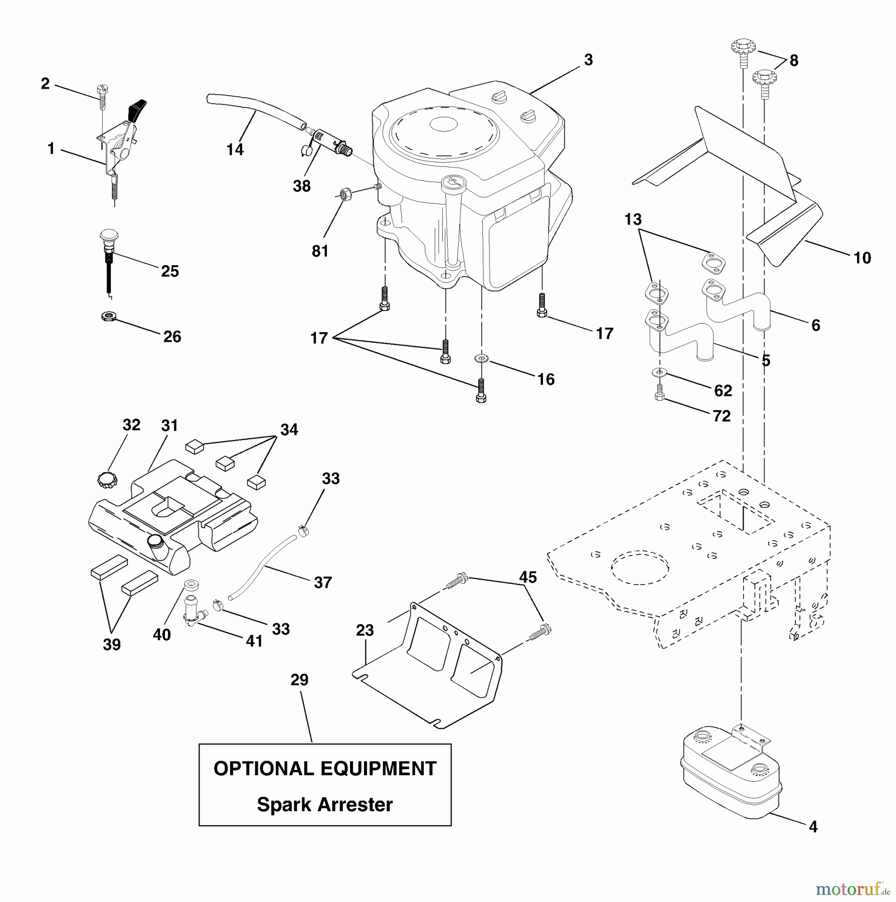 Husqvarna Rasen und Garten Traktoren YTH 2046A (954567079) - Husqvarna Yard Tractor (2000-11 & After) Engine