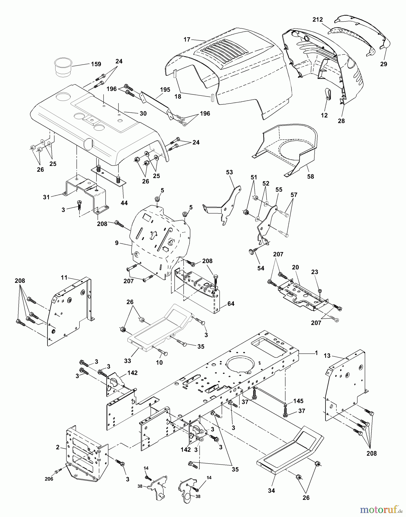 Husqvarna Rasen und Garten Traktoren YTH 2048A (954567086) - Husqvarna Yard Tractor (2001-02 & After) Chassis & Enclosures