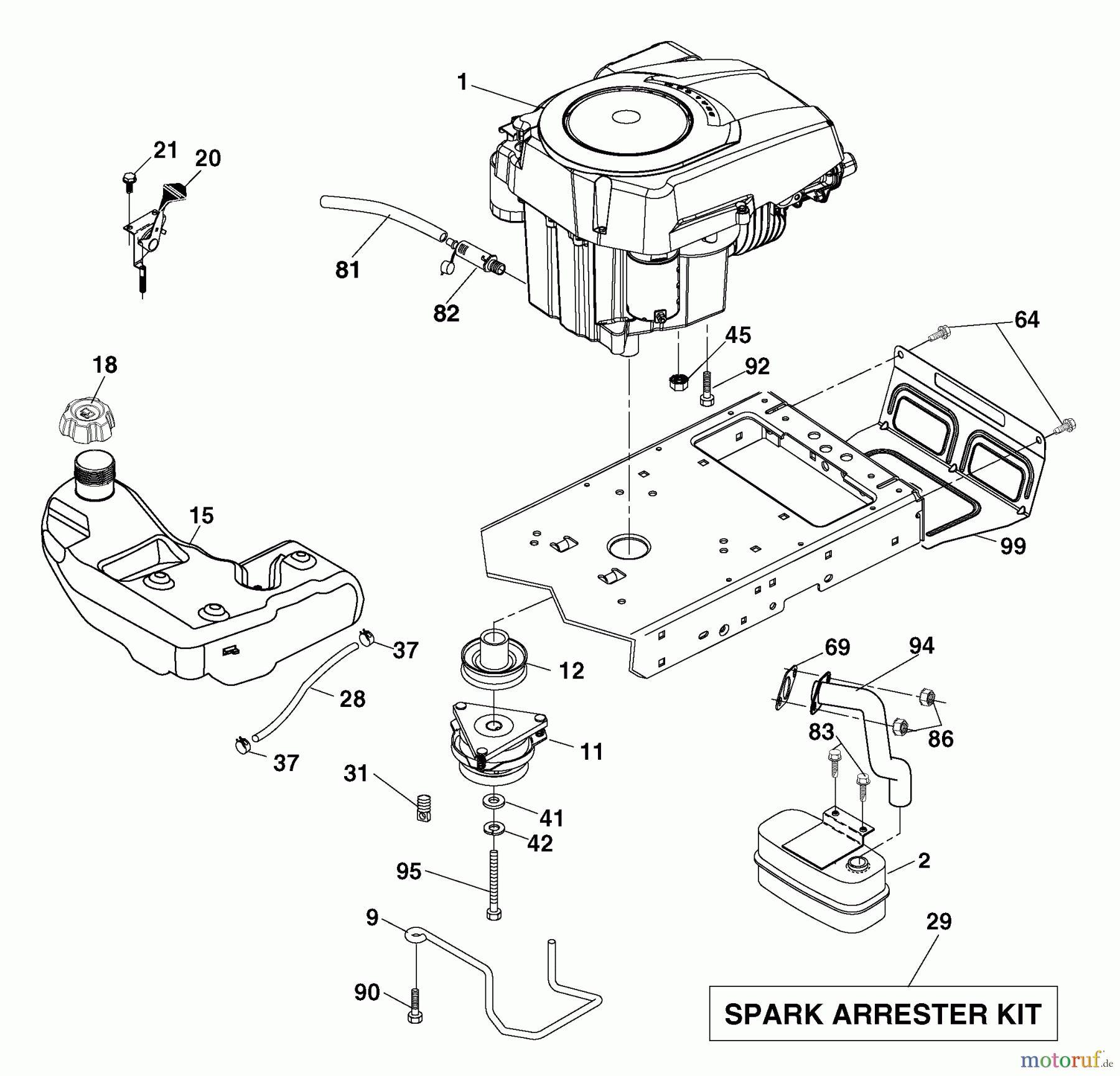 Husqvarna Rasen und Garten Traktoren YTH 20F42T (96043000501) - Husqvarna Yard Tractor (2006-05 & After) Engine