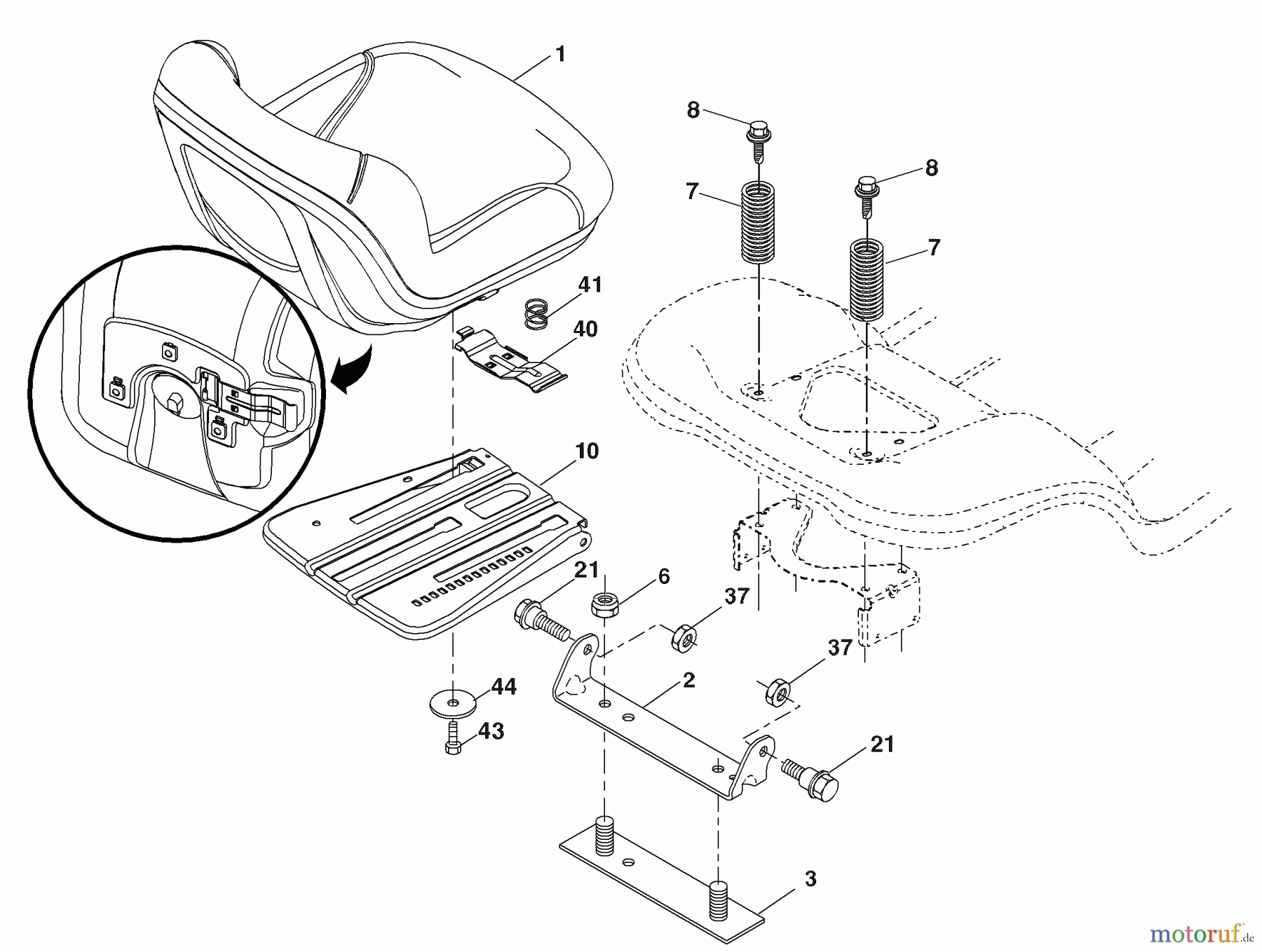 Husqvarna Rasen und Garten Traktoren YTH 20K46 (96045000401) - Husqvarna Yard Tractor (2007-07 & After) Seat Assembly