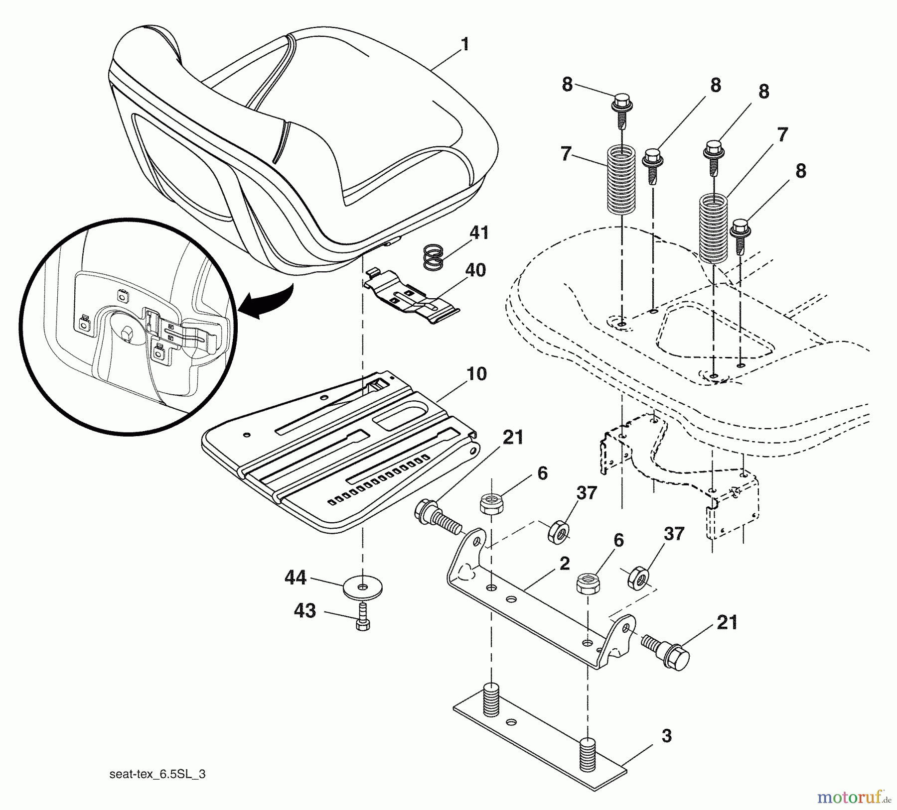 Husqvarna Rasen und Garten Traktoren YTH 20K46 (96045000410) - Husqvarna Yard Tractor (2008-12 & After) Seat Assembly