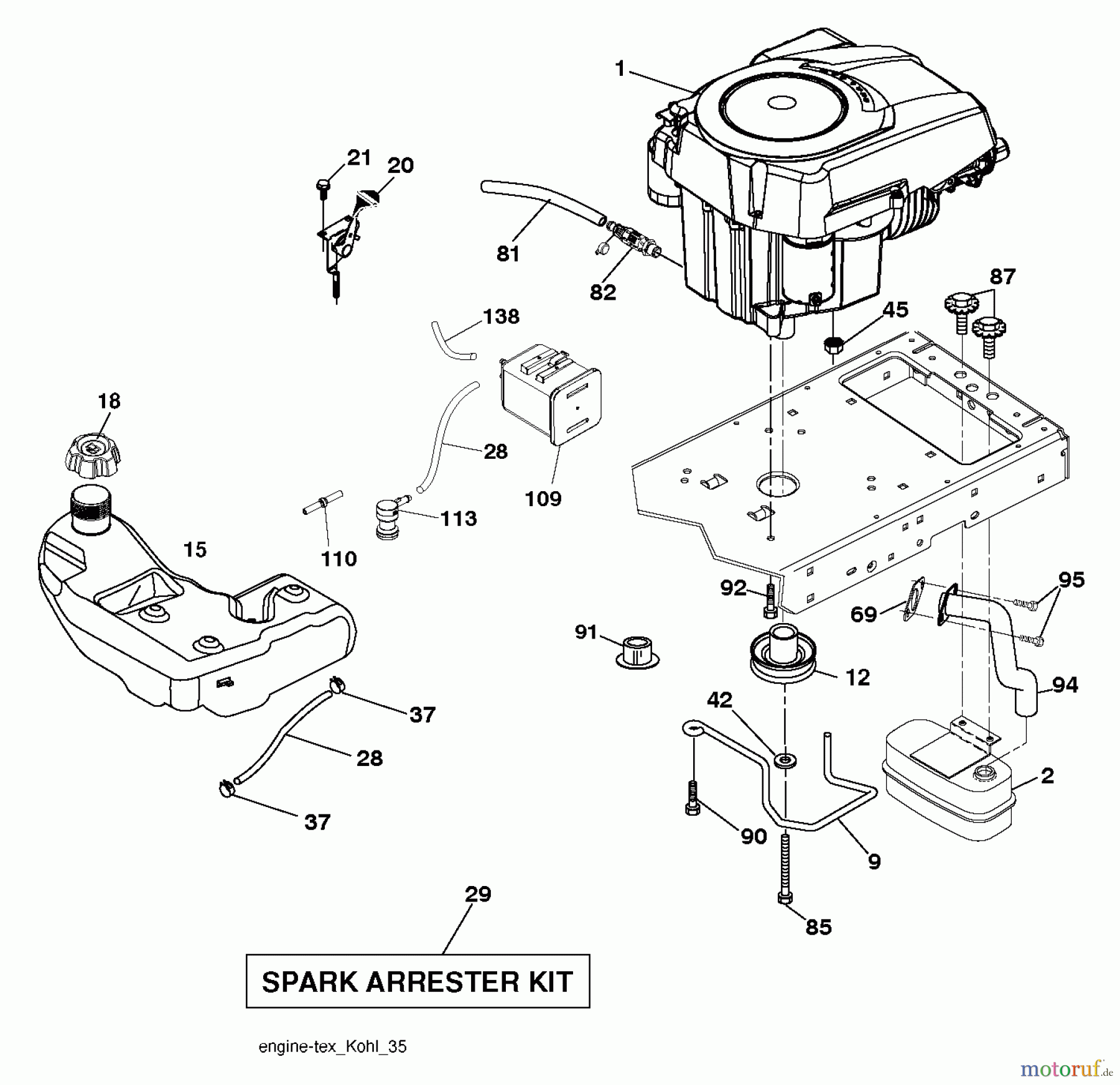 Husqvarna Rasen und Garten Traktoren YTH 21K46 (96045002902) - Husqvarna Yard Tractor (2011-08 & After) ENGINE