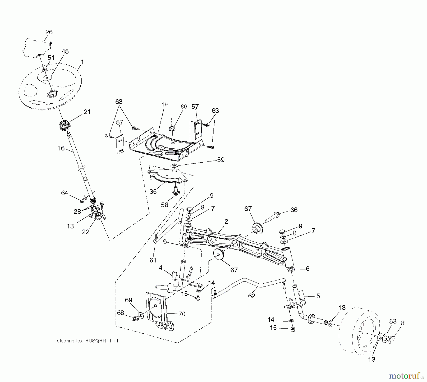Husqvarna Rasen und Garten Traktoren YTH 223T (96041021000) - Husqvarna Yard Tractor (2010-11 & After) STEERING