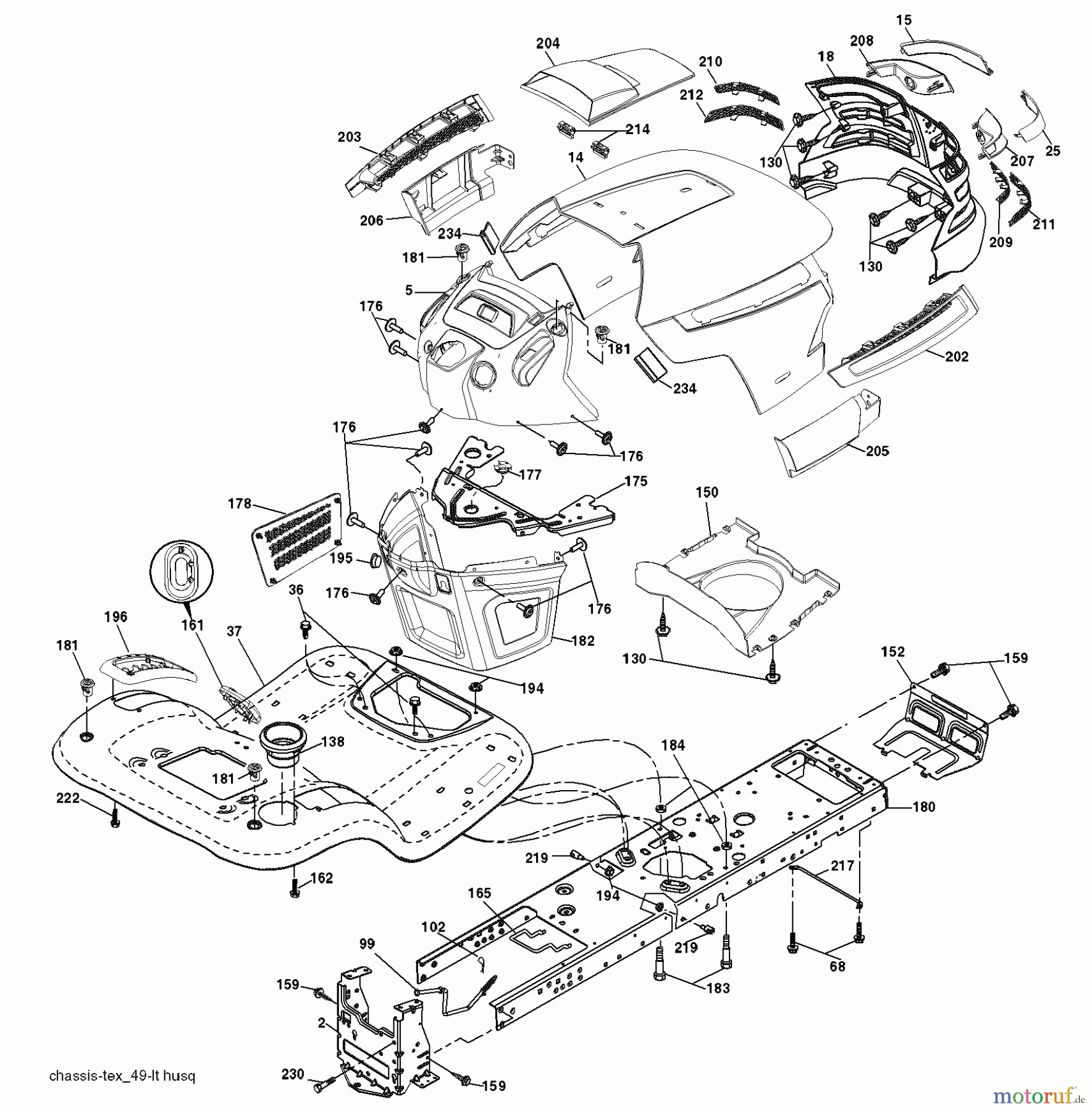 Husqvarna Rasen und Garten Traktoren YTH 2242T (96043002101) - Husqvarna Yard Tractor (2006-03 & After) Chassis