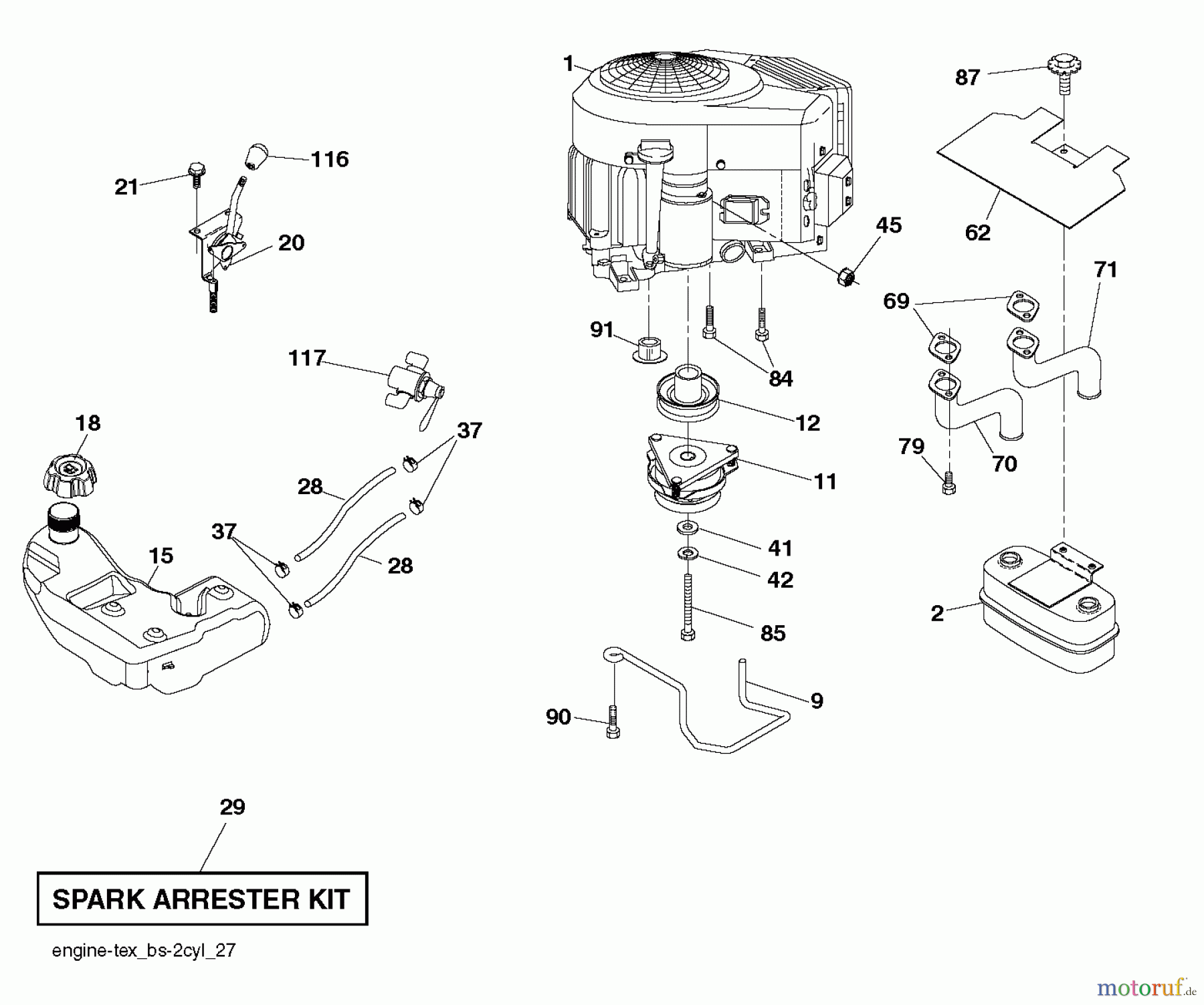  Husqvarna Rasen und Garten Traktoren YTH 2242TDRF (96041023701) - Husqvarna Yard Tractor (2011-12 & After) ENGINE