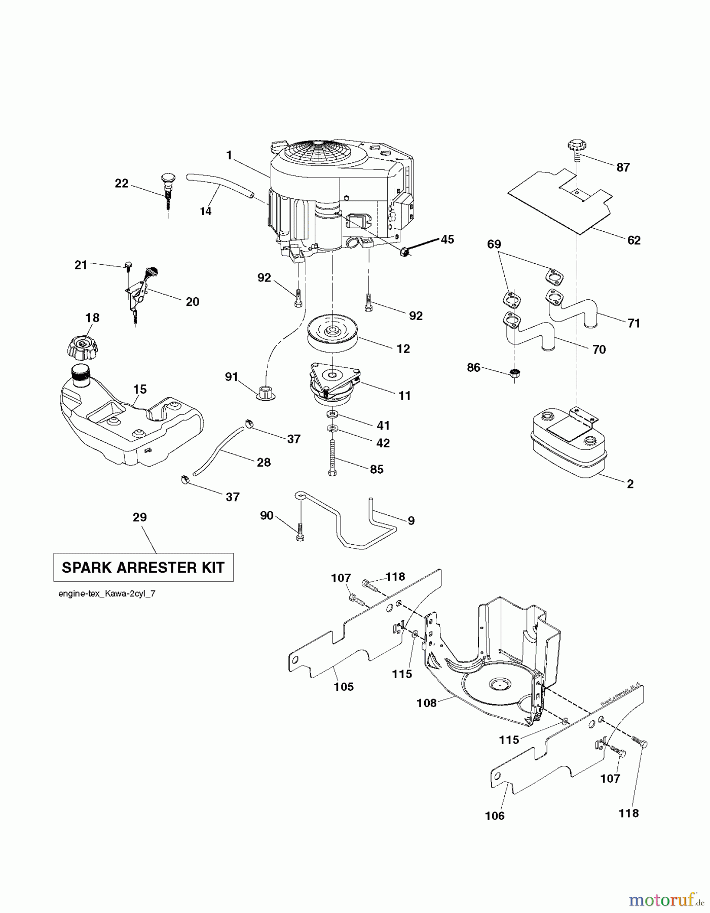 Husqvarna Rasen und Garten Traktoren YTH 224T (96041024900) - Husqvarna Yard Tractor (2011-09 & After) ENGINE