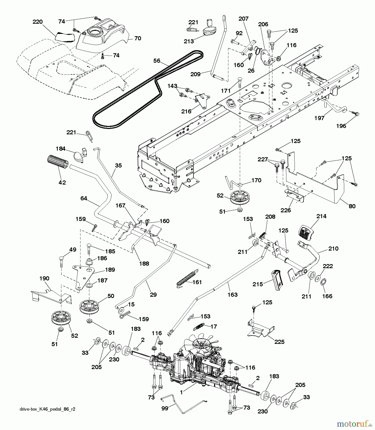 Husqvarna Rasen und Garten Traktoren YTH 224T (96041030900) - Husqvarna Yard Tractor (2012-10 & After) DRIVE