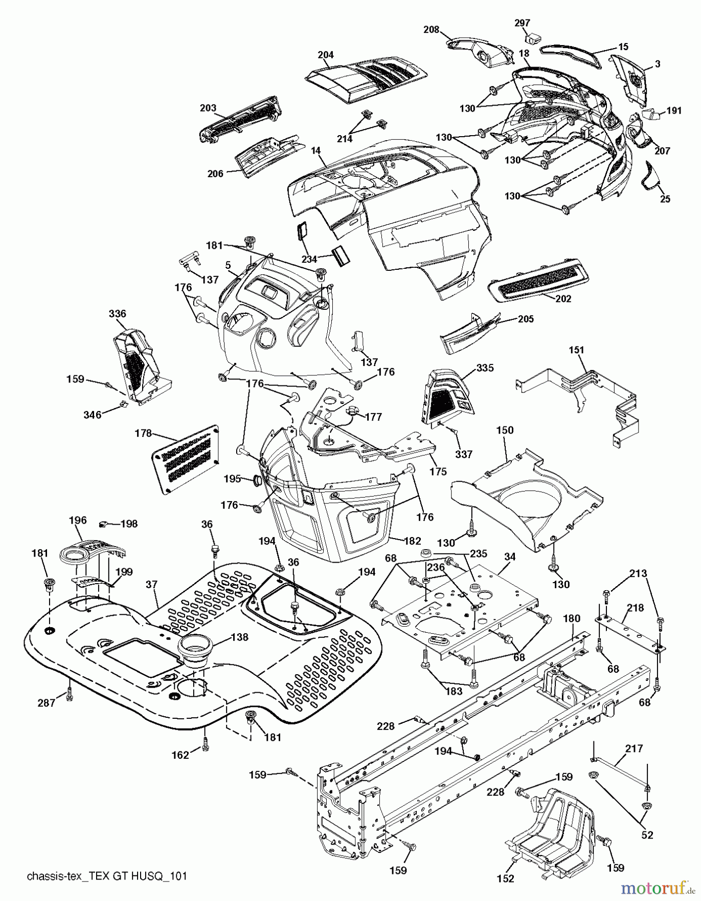 Husqvarna Rasen und Garten Traktoren YTH 22V42 (96043010902) - Husqvarna Yard Tractor (2011-08 & After) CHASSIS / FRAME