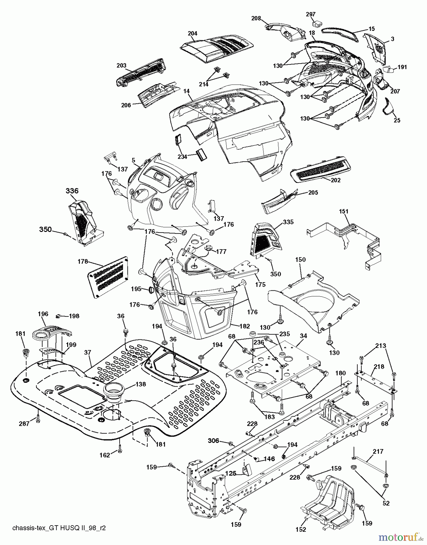 Husqvarna Rasen und Garten Traktoren YTH 22V42 (96043017300) - Husqvarna Yard Tractor (2013-09) CHASSIS / FRAME