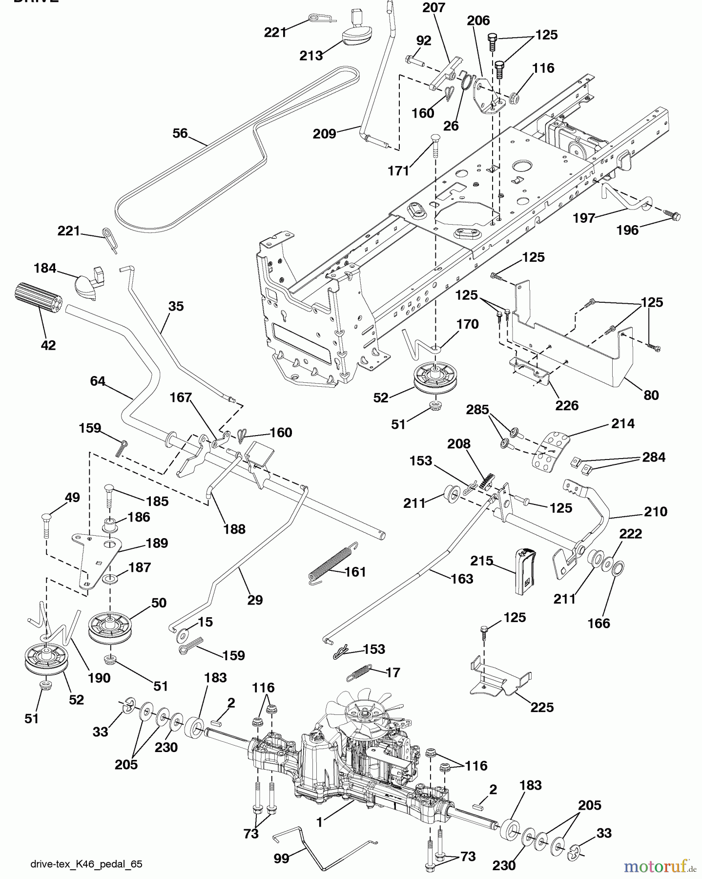 Husqvarna Rasen und Garten Traktoren YTH 22V42LS (96043008700) - Husqvarna Yard Tractor (2009-12 & After) Drive