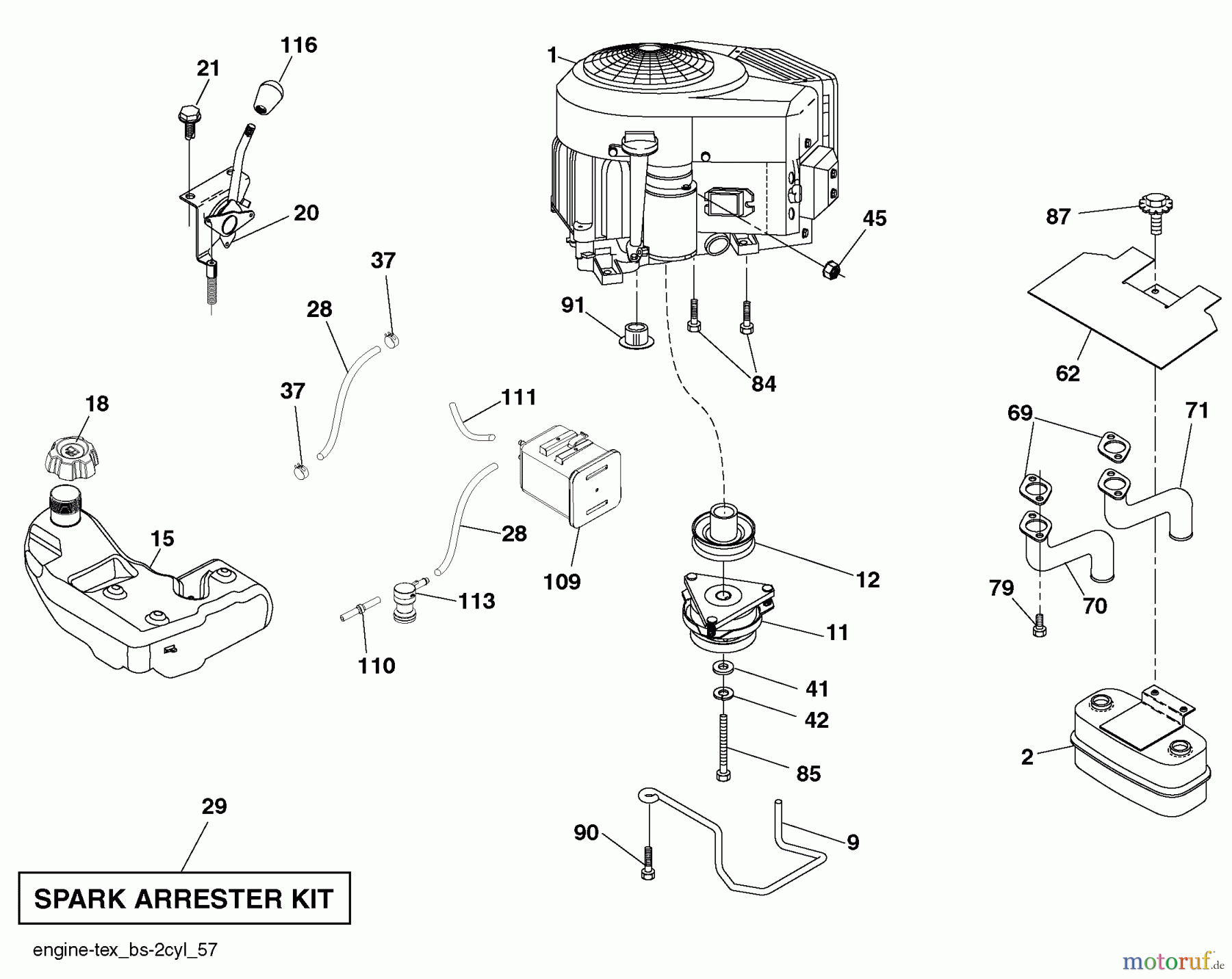 Husqvarna Rasen und Garten Traktoren YTH 22V42LS (96043009700) - Husqvarna Yard Tractor (2009-12 & After) Engine