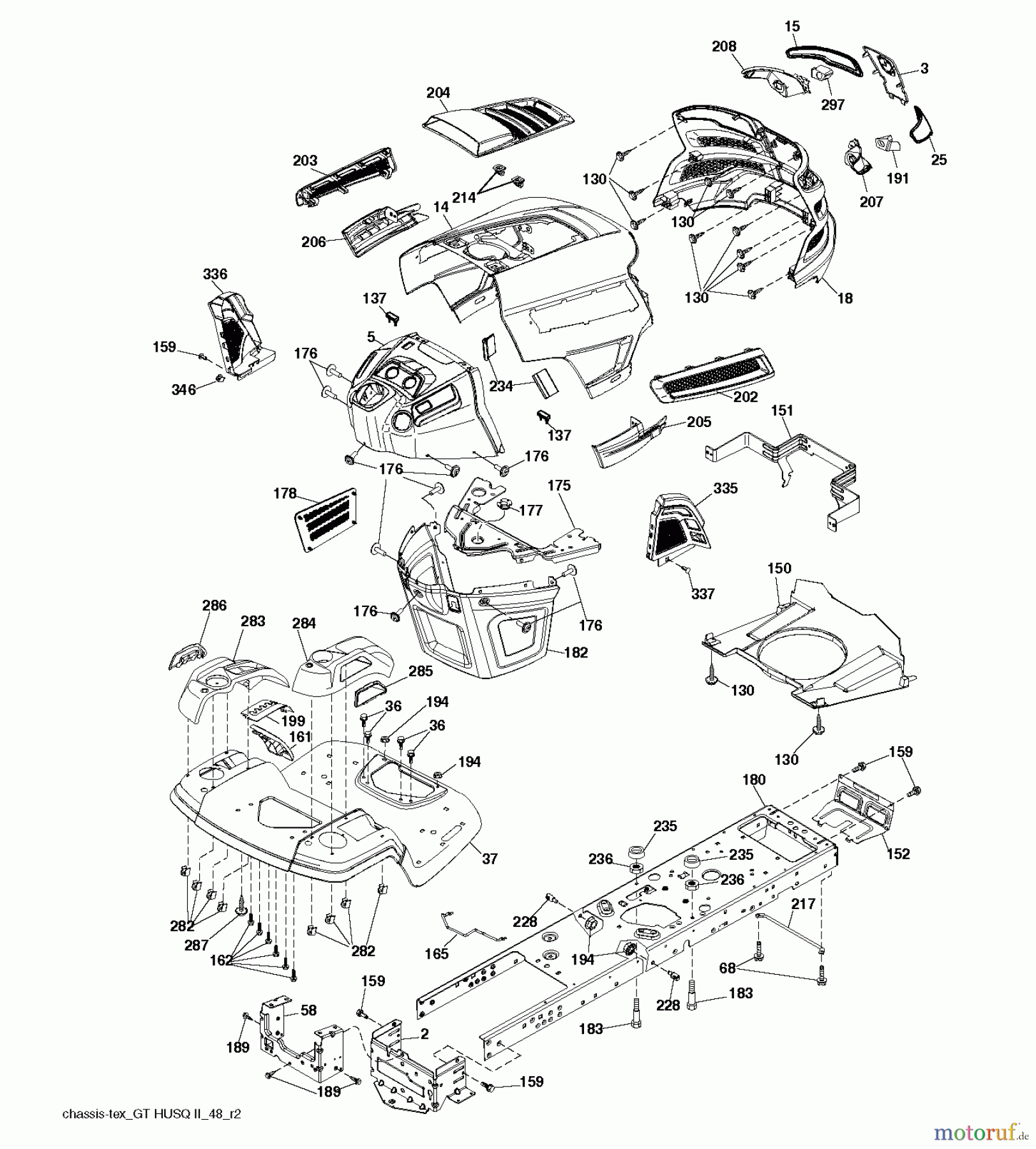 Husqvarna Rasen und Garten Traktoren YTH 22V42LS (96043012600) - Husqvarna Yard Tractor (2010-10 & After) CHASSIS ENCLOSURES