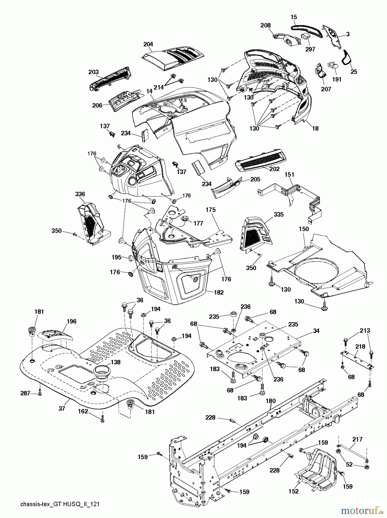 Husqvarna Rasen und Garten Traktoren YTH 22V46 (96045004100) - Husqvarna Yard Tractor (2012-09 & After) CHASSIS / FRAME
