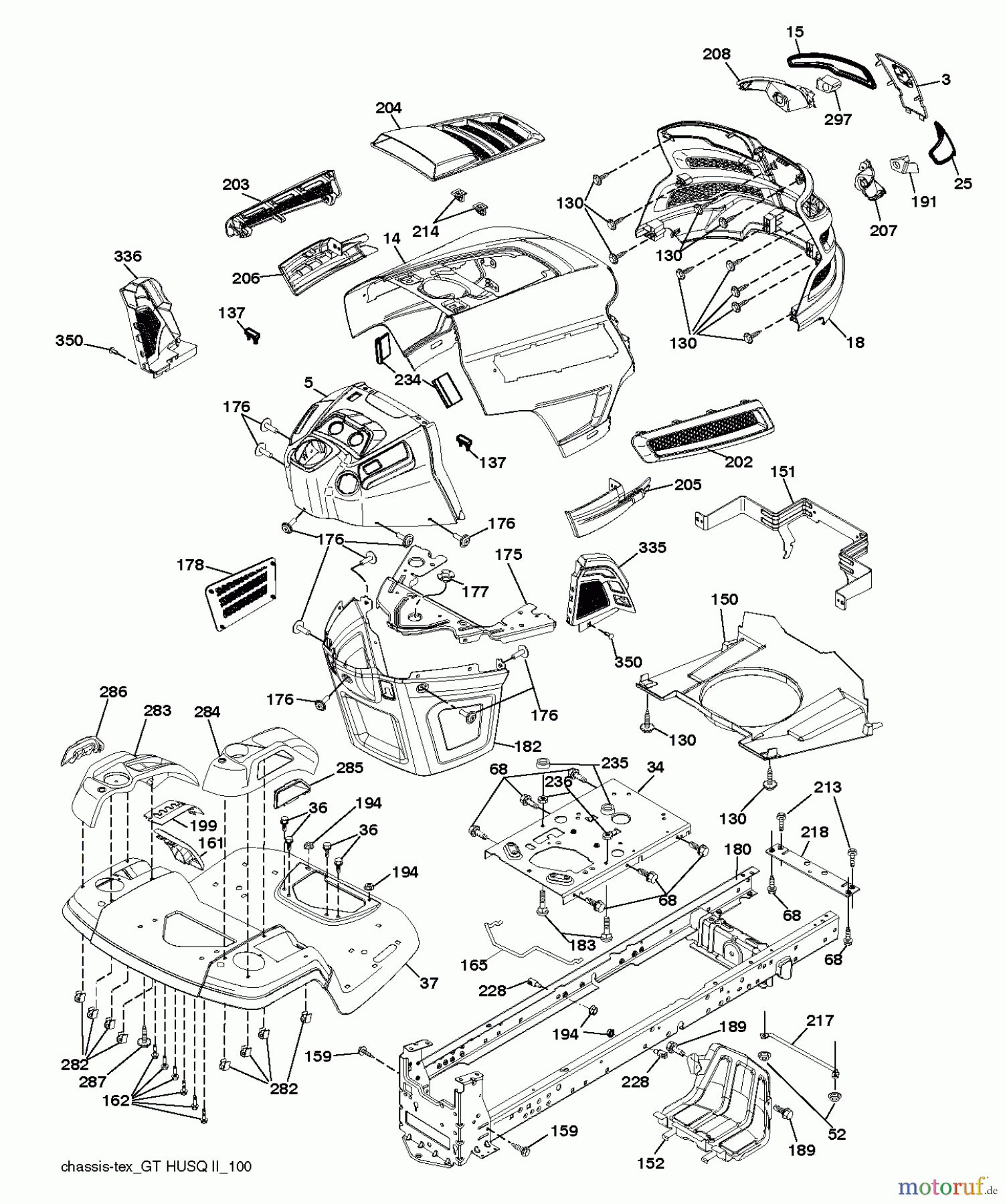 Husqvarna Rasen und Garten Traktoren YT 46LS (96043015000) - Husqvarna Yard Tractor (2012-09 & After) CHASSIS ENCLOSURES