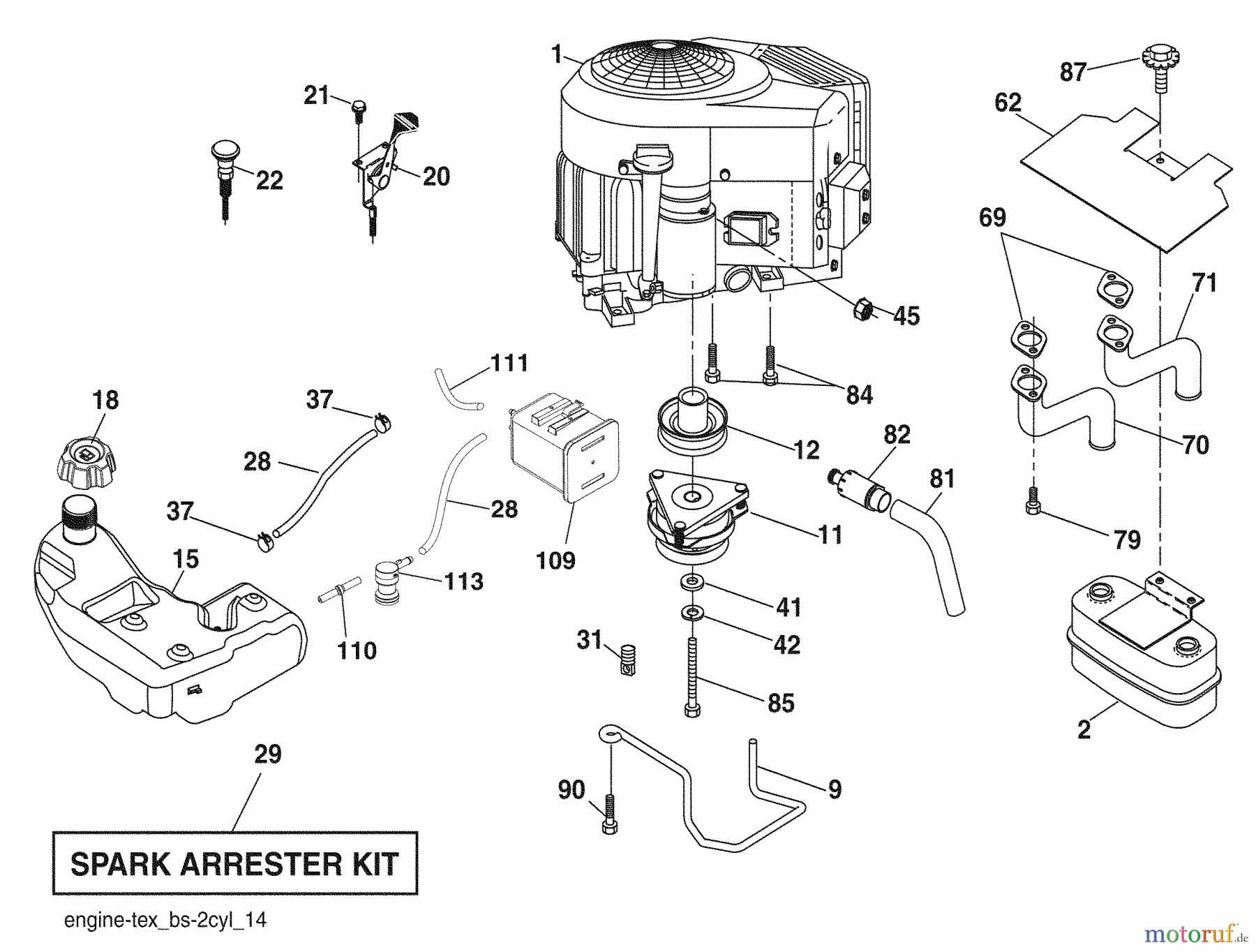Husqvarna Rasen und Garten Traktoren YTH 2348 (96045000901) - Husqvarna Yard Tractor (2008-09 & After) Engine / Fuel Tank