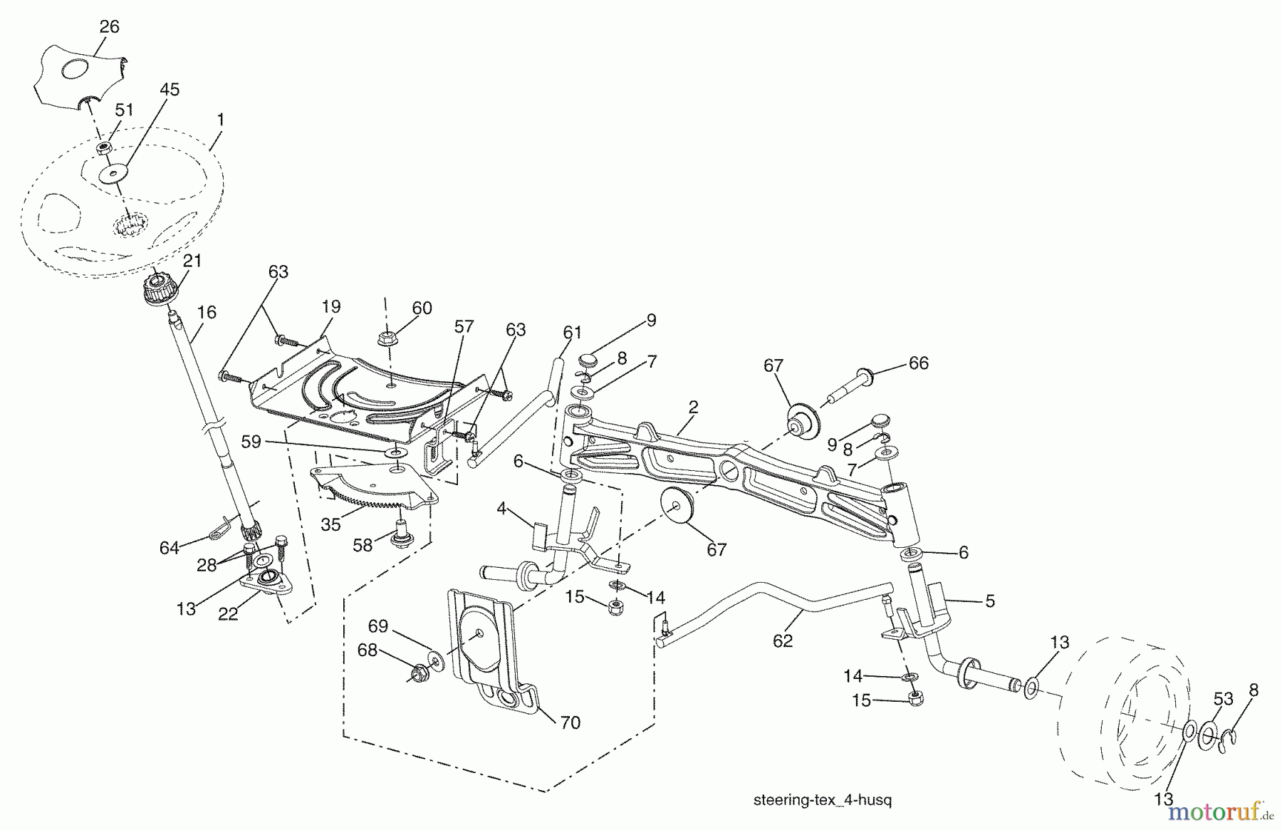 Husqvarna Rasen und Garten Traktoren YTH 2348 (96045000901) - Husqvarna Yard Tractor (2008-09 & After) Steering Assembly