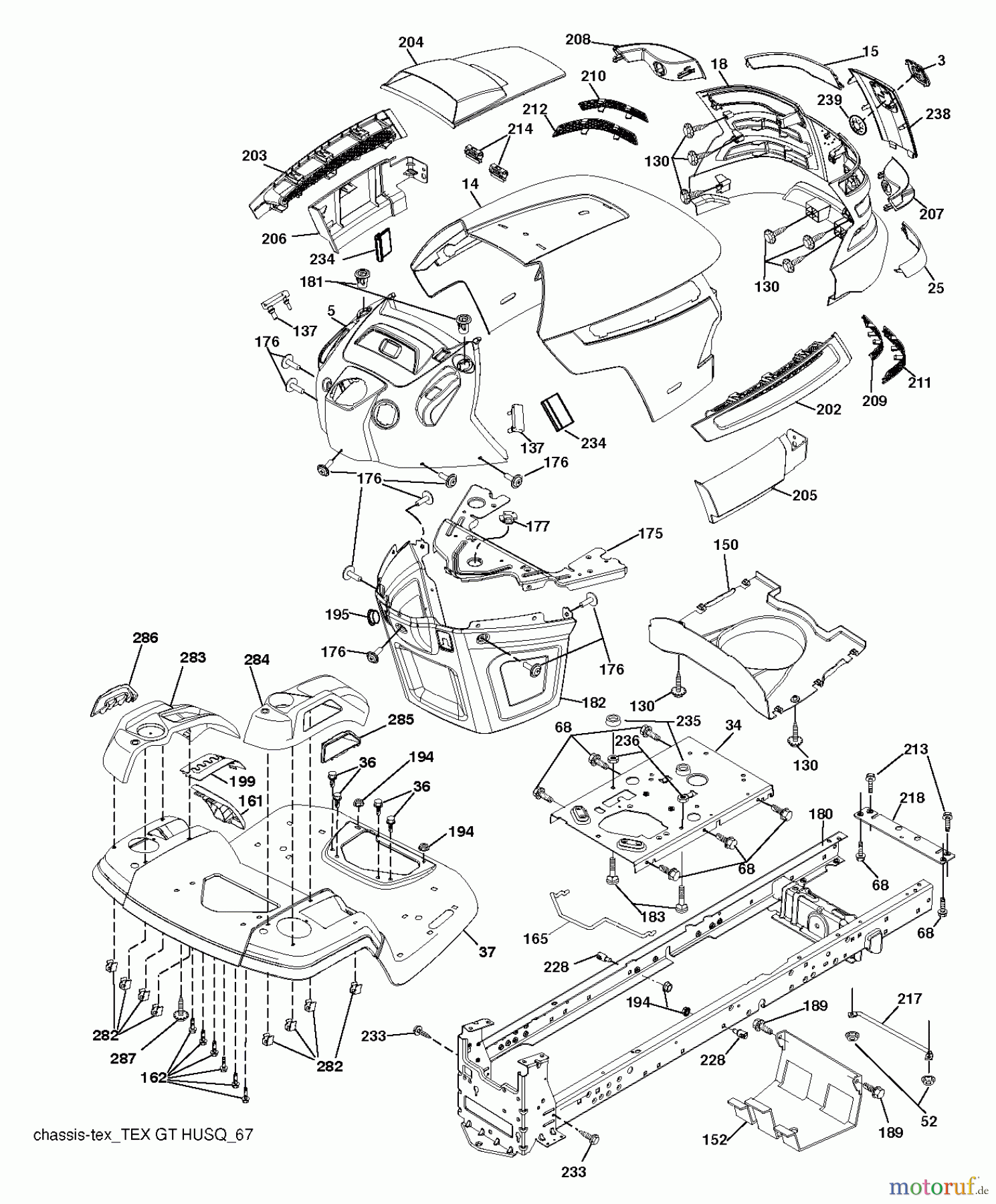 Husqvarna Rasen und Garten Traktoren YTH 23V48 (96043009600) - Husqvarna Yard Tractor (2012-02 & After) CHASSIS ENCLOSURES