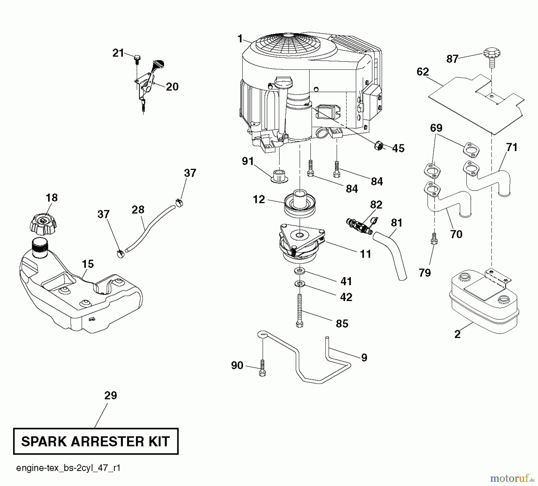 Husqvarna Rasen und Garten Traktoren YTH 23V48 (96043017500) - Husqvarna Yard Tractor (2013-09) ENGINE