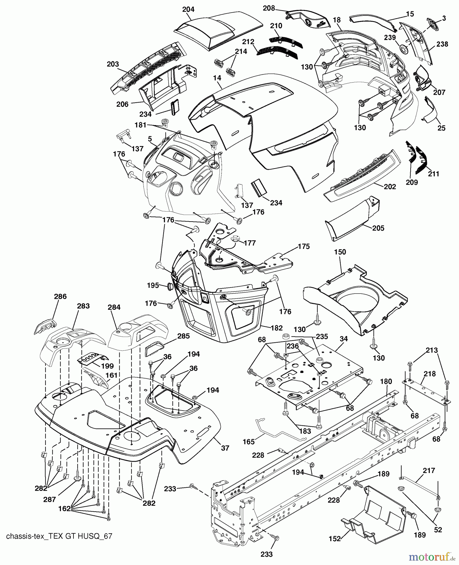 Husqvarna Rasen und Garten Traktoren YTH 23V48 (96045008600) - Husqvarna Yard Tractor (2010-01 & After) Chassis
