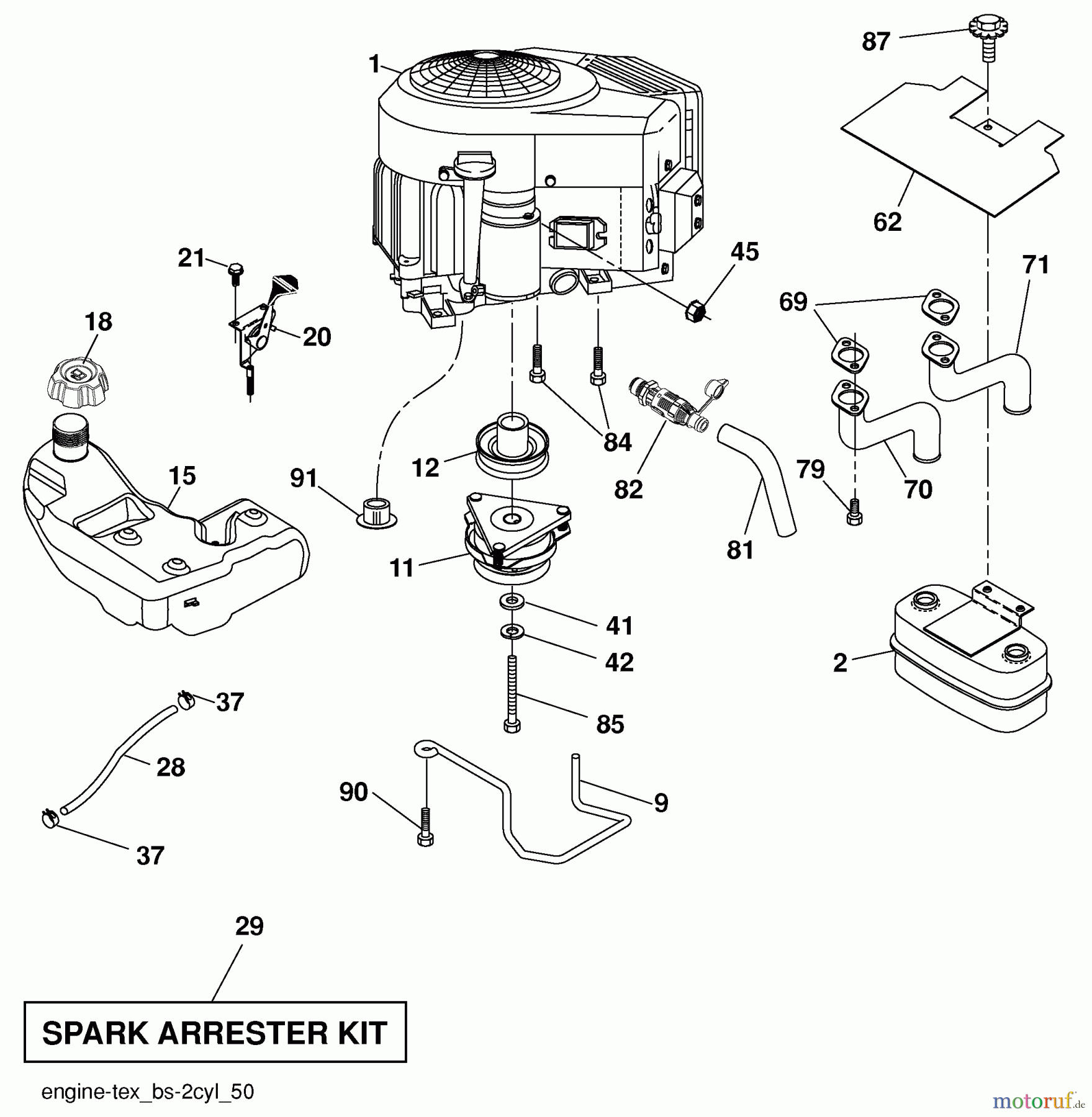 Husqvarna Rasen und Garten Traktoren YTH 23V48 (96045008600) - Husqvarna Yard Tractor (2010-01 & After) Engine