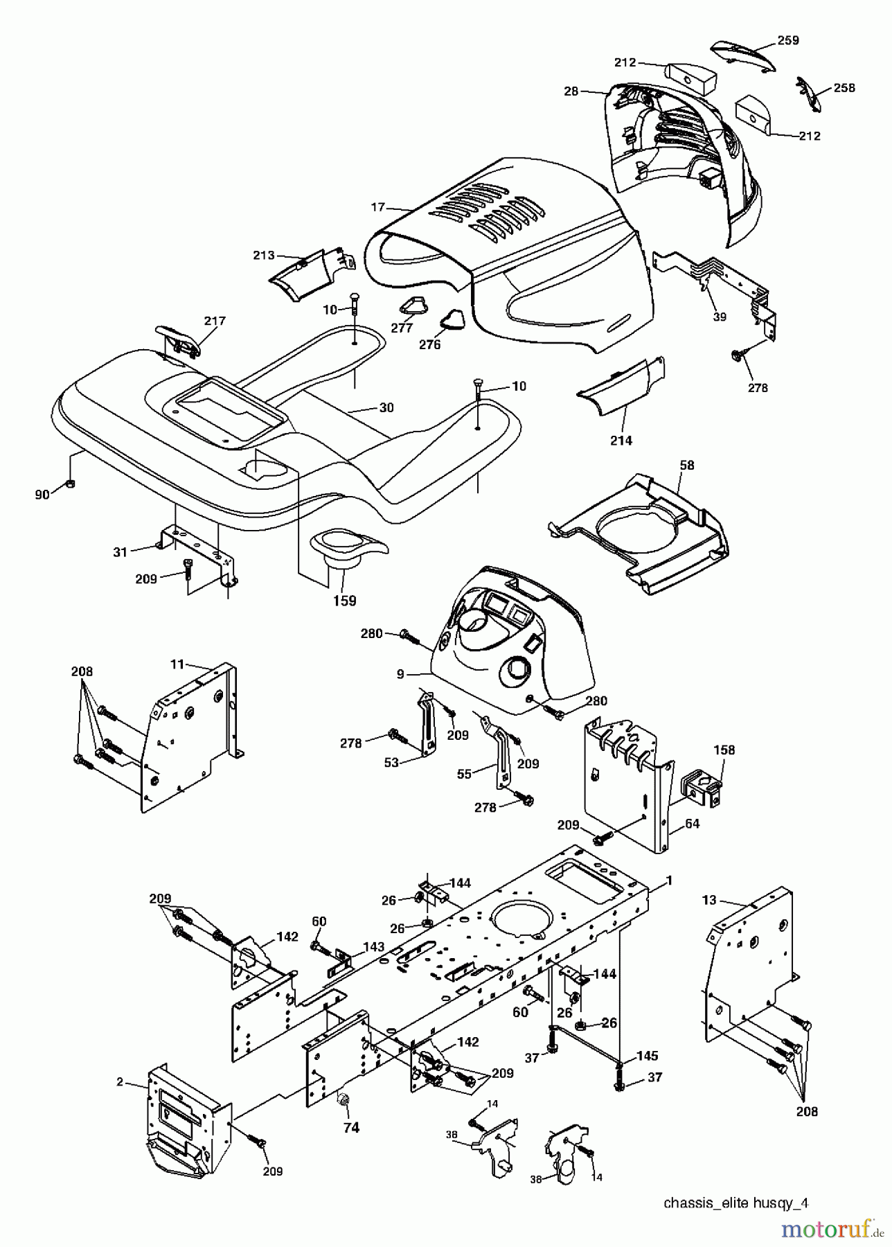  Husqvarna Rasen und Garten Traktoren YTH 2448 (96013000700) - Husqvarna Yard Tractor (2005-09 & After) Chassis And Enclosures