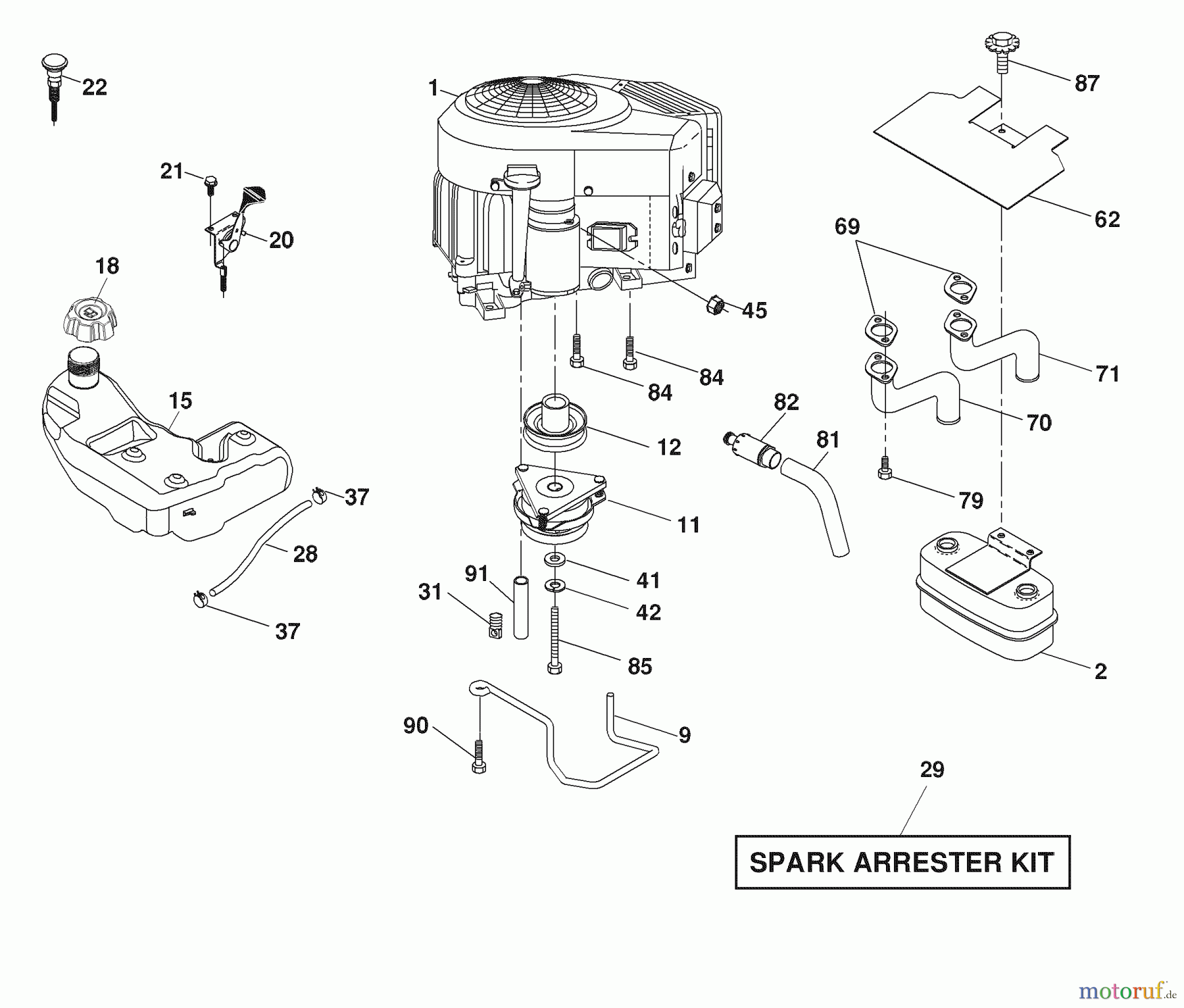 Husqvarna Rasen und Garten Traktoren YTH 2454 (96043005400) - Husqvarna Yard Tractor (TSC) (2008-04 & After) Engine