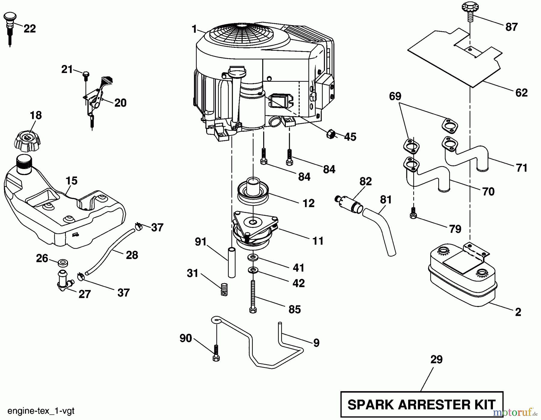 Husqvarna Rasen und Garten Traktoren YTH 2454T (96043002203) - Husqvarna Yard Tractor (2006-03 & After) Engine