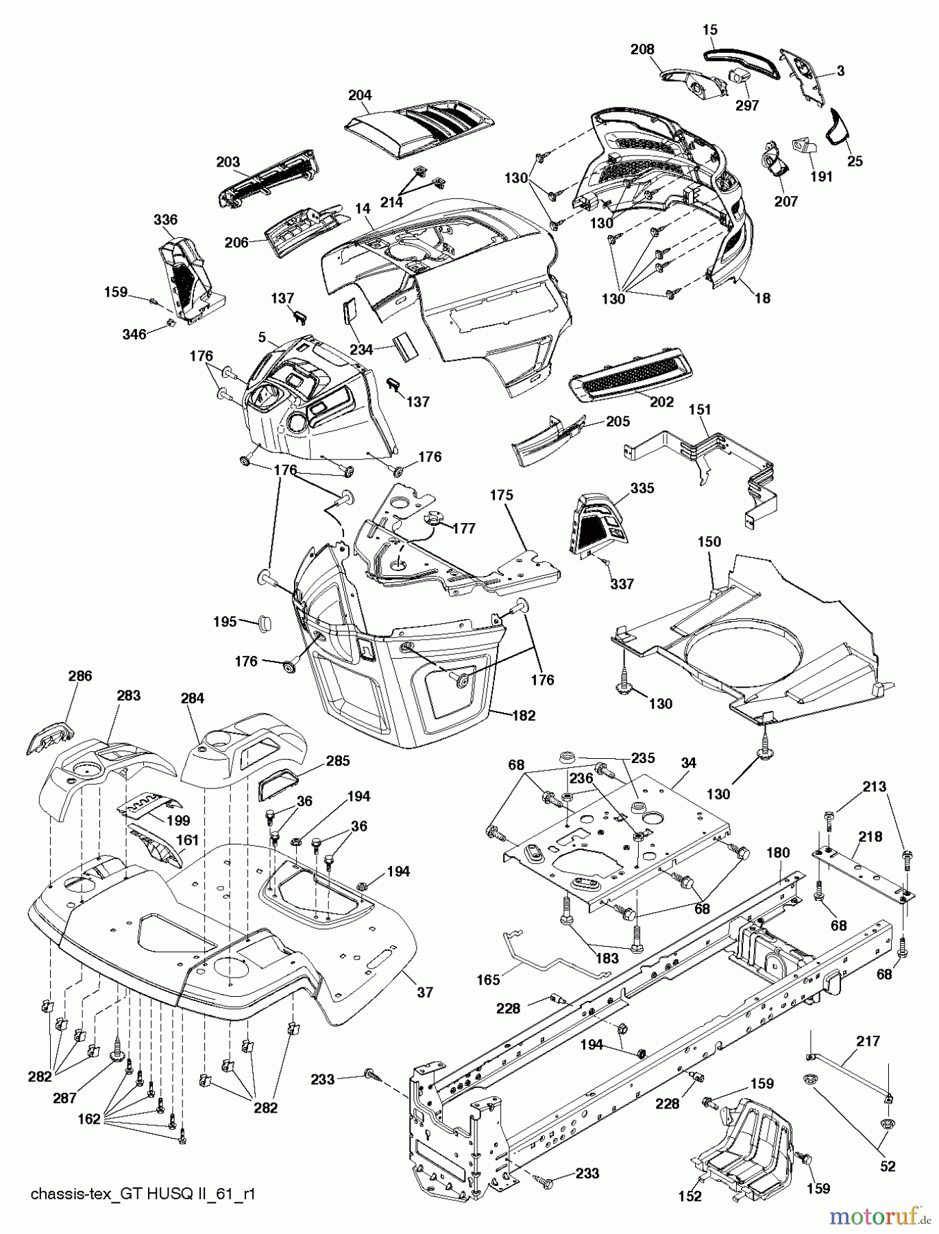 Husqvarna Rasen und Garten Traktoren YTH 24K48 (96043014000) - Husqvarna Yard Tractor (2011-09 & After) CHASSIS / FRAME