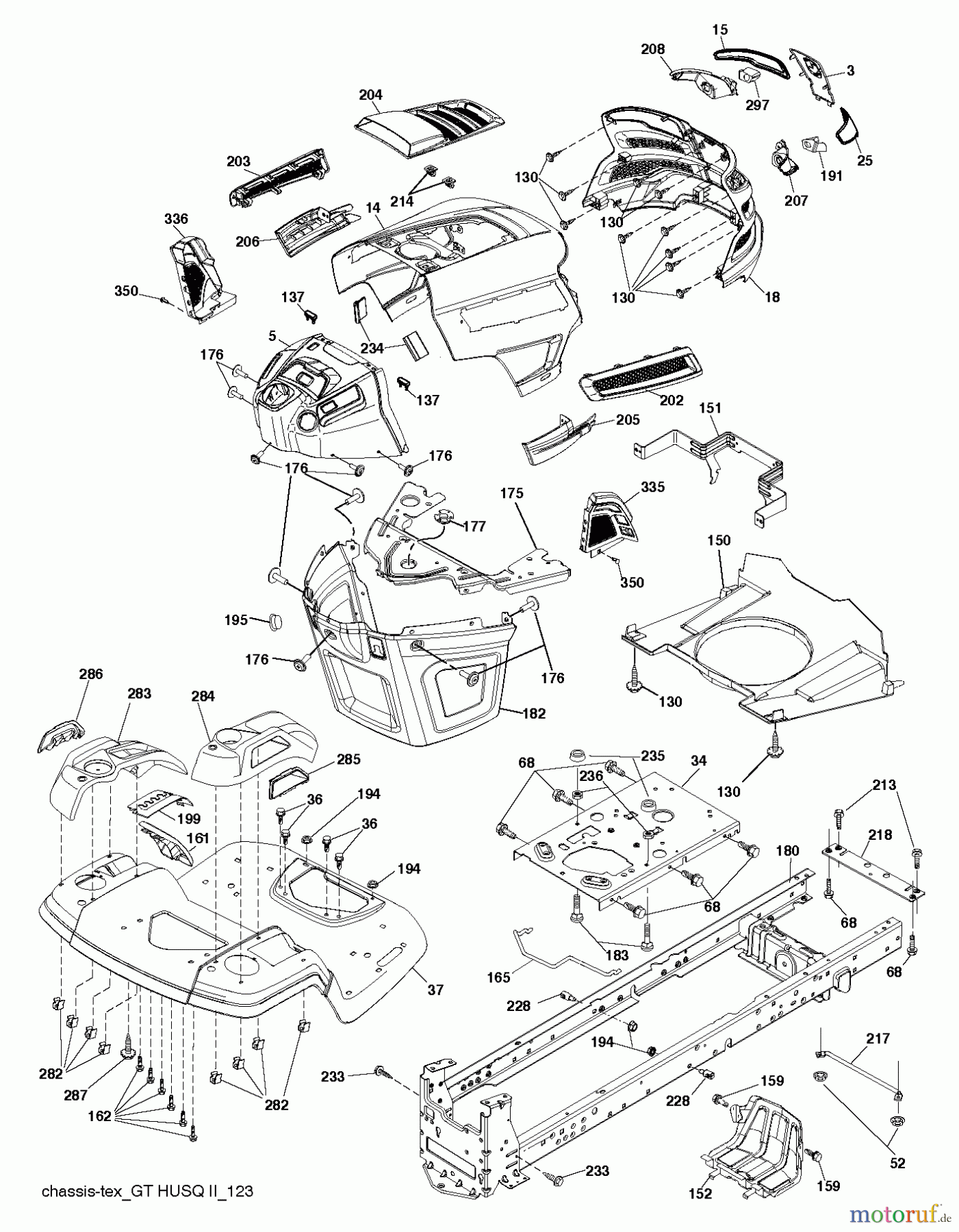  Husqvarna Rasen und Garten Traktoren YTH 24K48 (96043014001) - Husqvarna Yard Tractor (2012-10 & After) CHASSIS / FRAME