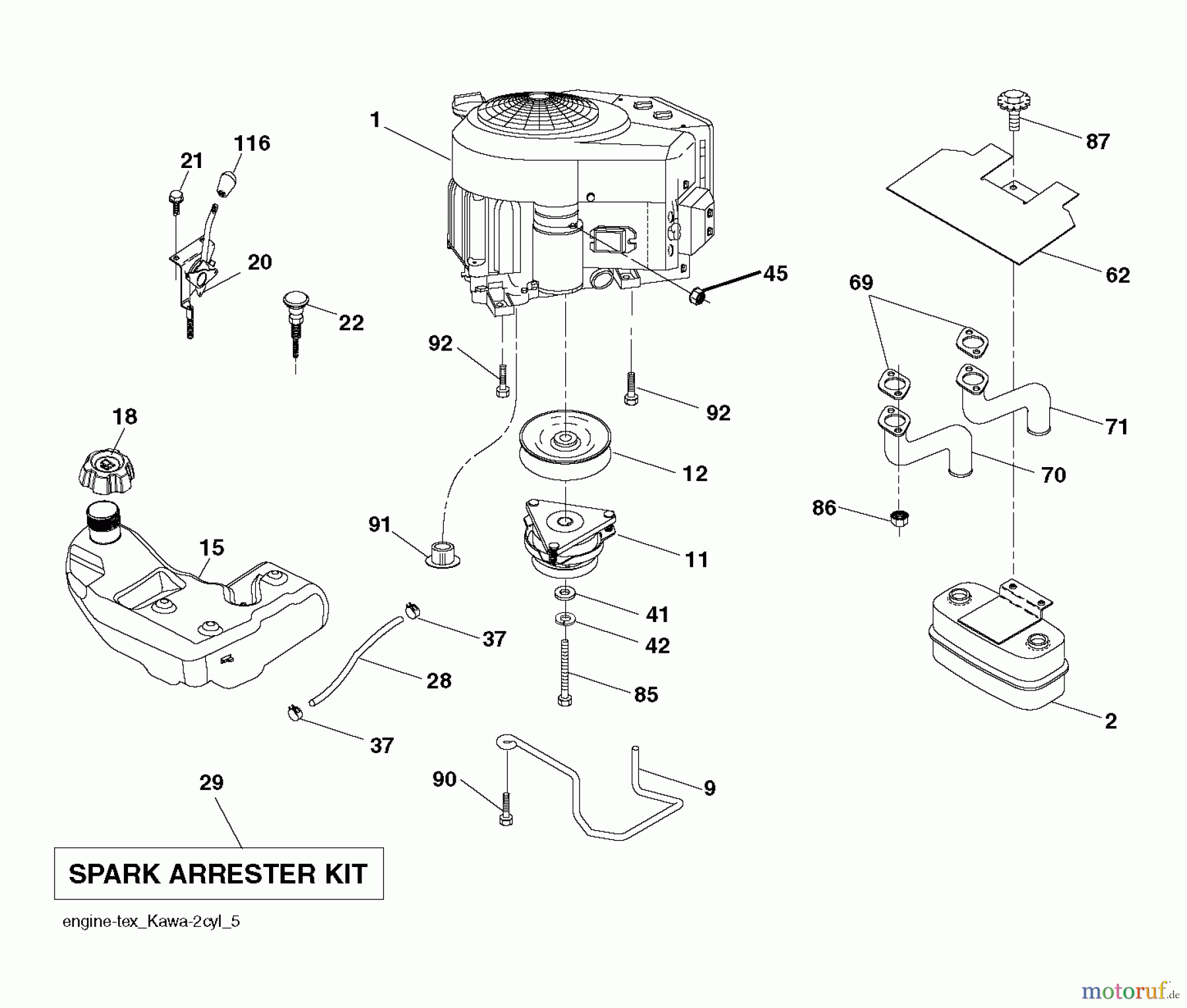 Husqvarna Rasen und Garten Traktoren YTH 24V42LS (96043011500) - Husqvarna Yard Tractor (2010-11 & After) ENGINE