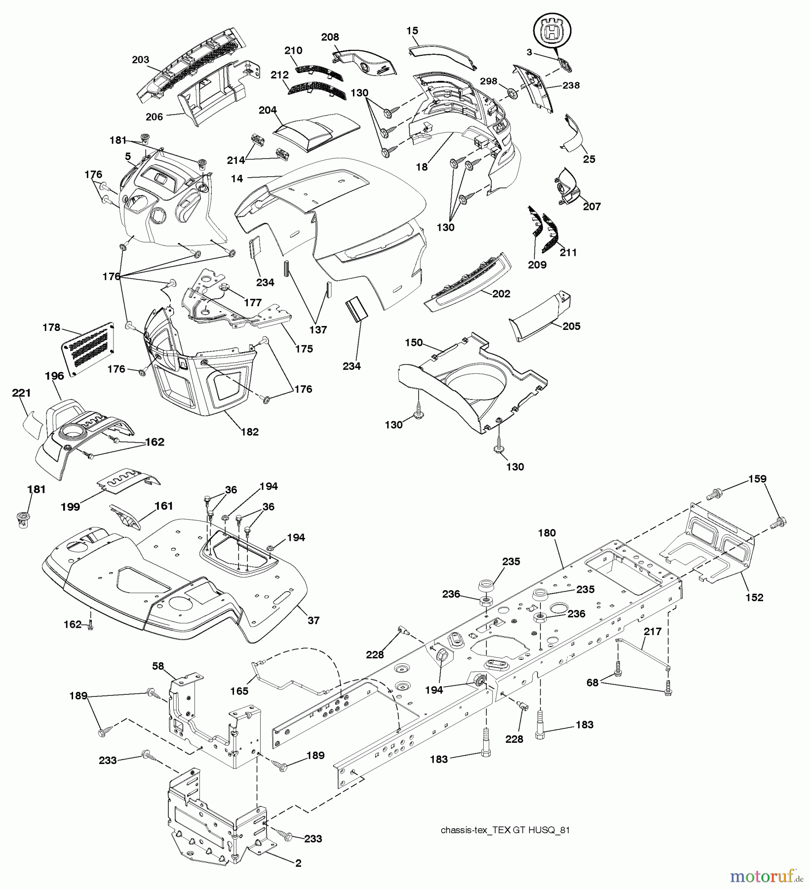 Husqvarna Rasen und Garten Traktoren YTH 24V48LS (96043008900) - Husqvarna Yard Tractor (2009-12 & After) Chassis