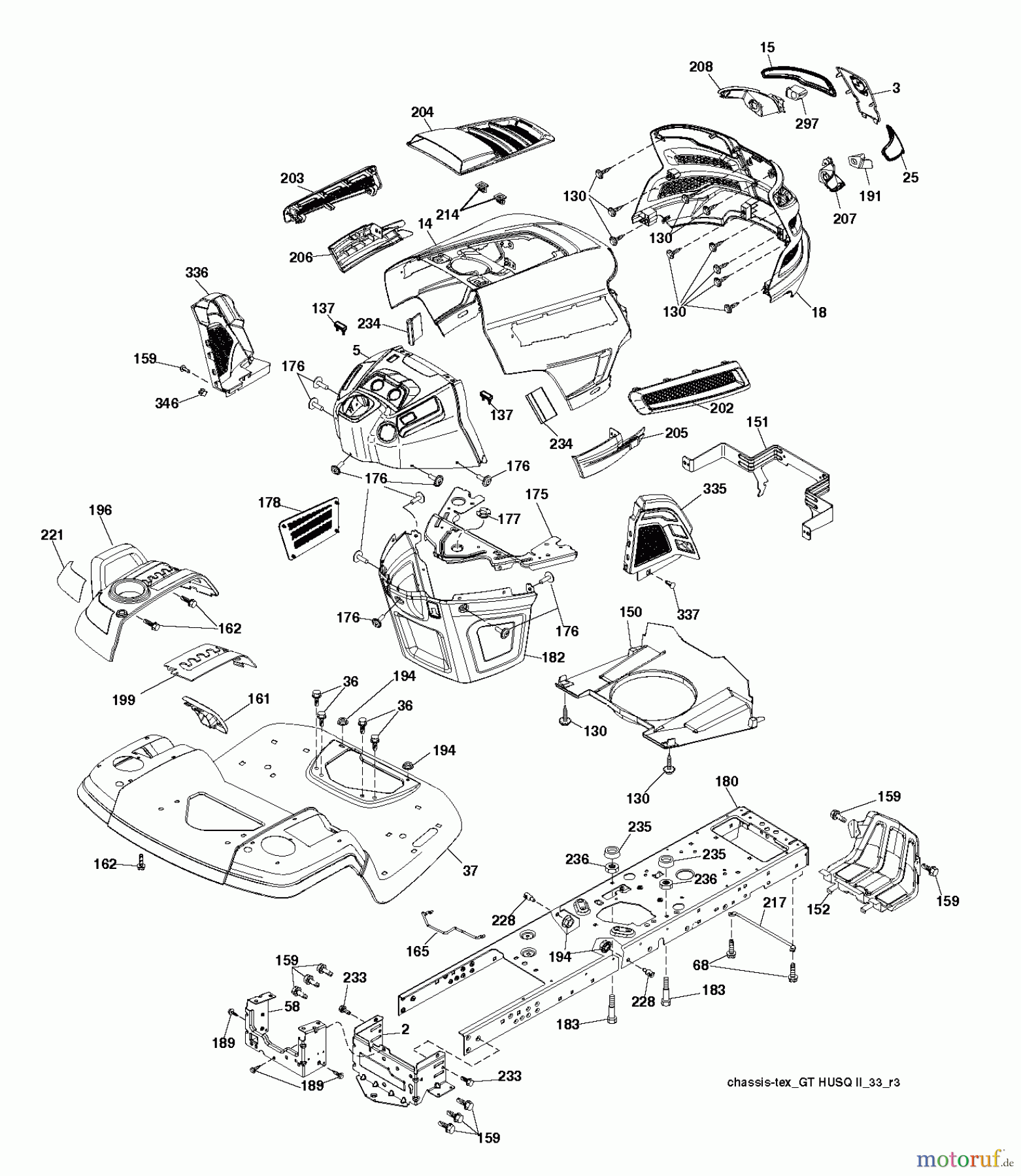 Husqvarna Rasen und Garten Traktoren YTH 24V48LS (96043012901) - Husqvarna Yard Tractor (2011-08 & After) CHASSIS / FRAME