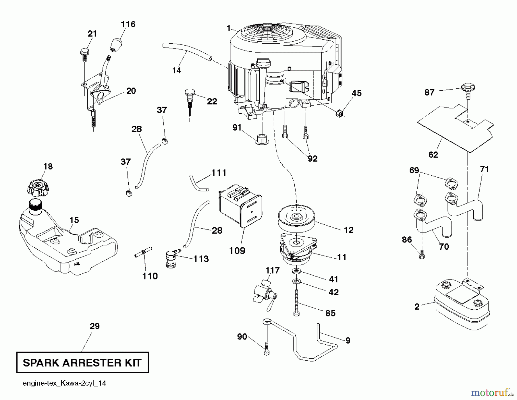 Husqvarna Rasen und Garten Traktoren YTH 24V48LS (96043012901) - Husqvarna Yard Tractor (2011-08 & After) ENGINE