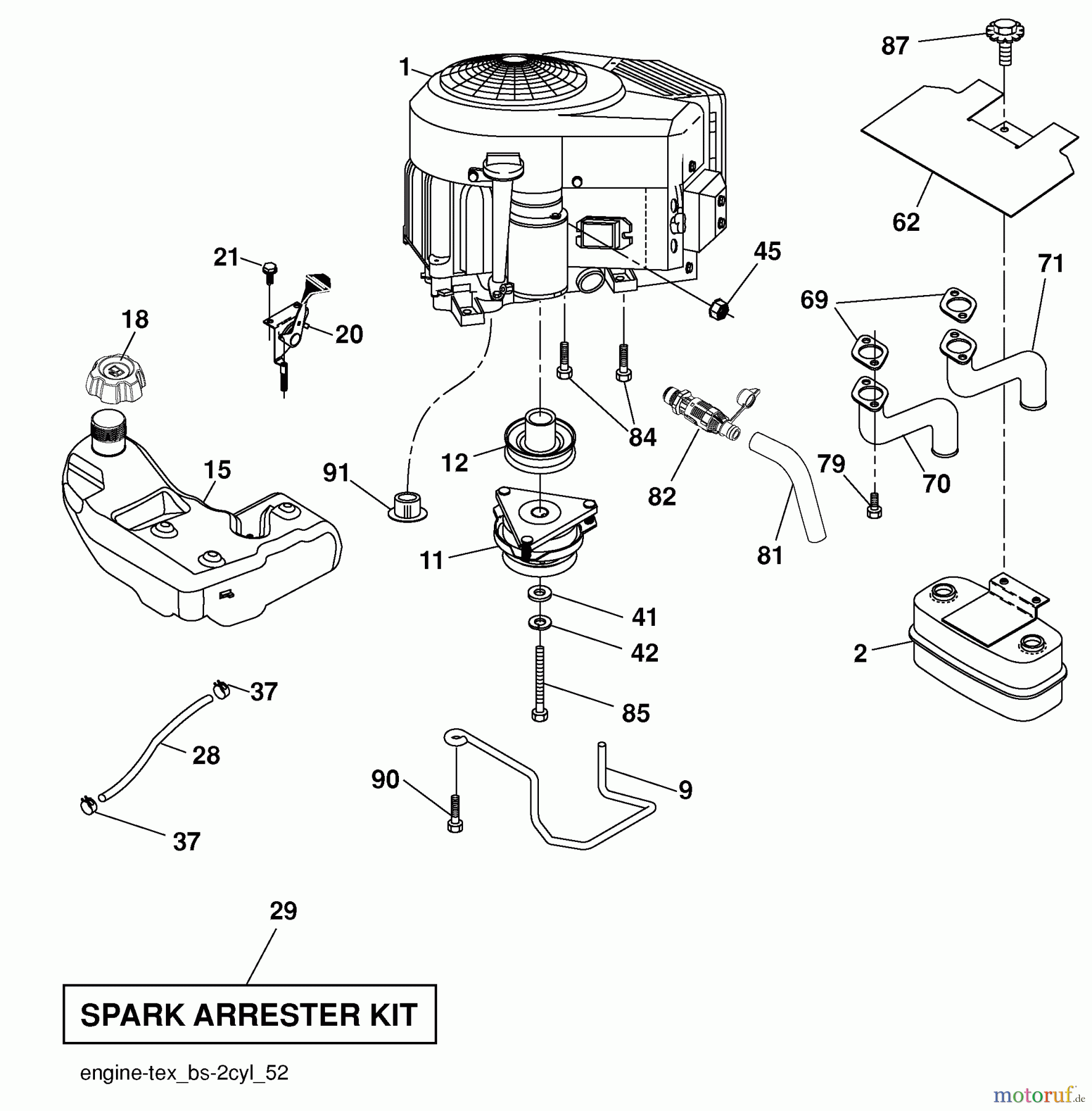 Husqvarna Rasen und Garten Traktoren YTH 24V54 (917.289640) - Husqvarna Yard Tractor (2010-04 & After) (Sears Craftsman) Engine