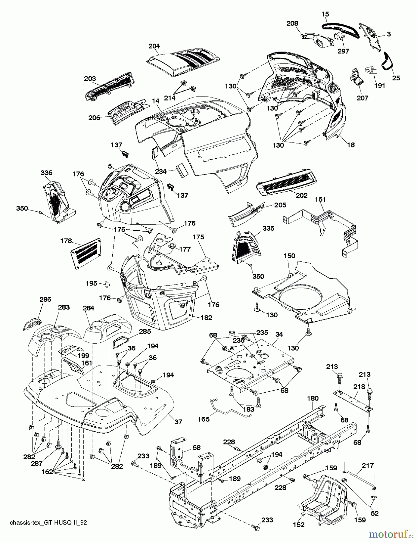 Husqvarna Rasen und Garten Traktoren YTH 25K54 (96041027800) - Husqvarna Yard Tractor (2011-09 & After) CHASSIS / FRAME