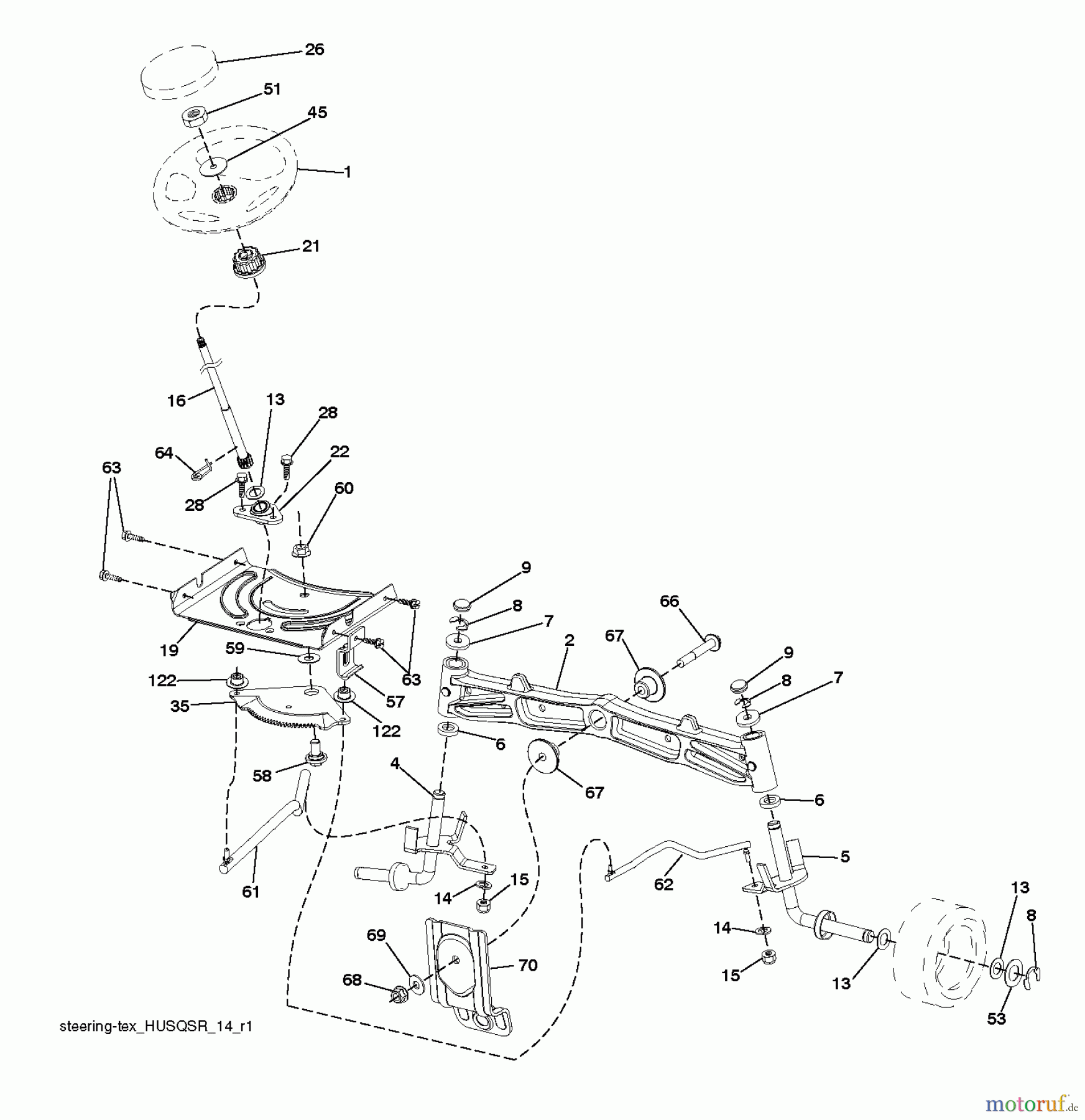 Husqvarna Rasen und Garten Traktoren YTH 25K54 (96048003401) - Husqvarna Yard Tractor (2012-08 & After) STEERING