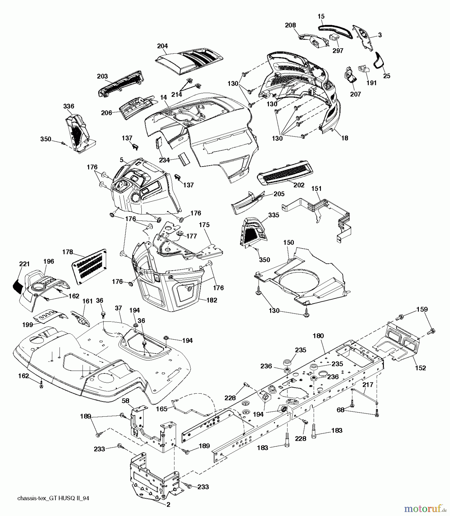 Husqvarna Rasen und Garten Traktoren YTH 2648TDRF (96041026401) - Husqvarna Yard Tractor (2012-02 & After) CHASSIS ENCLOSURES