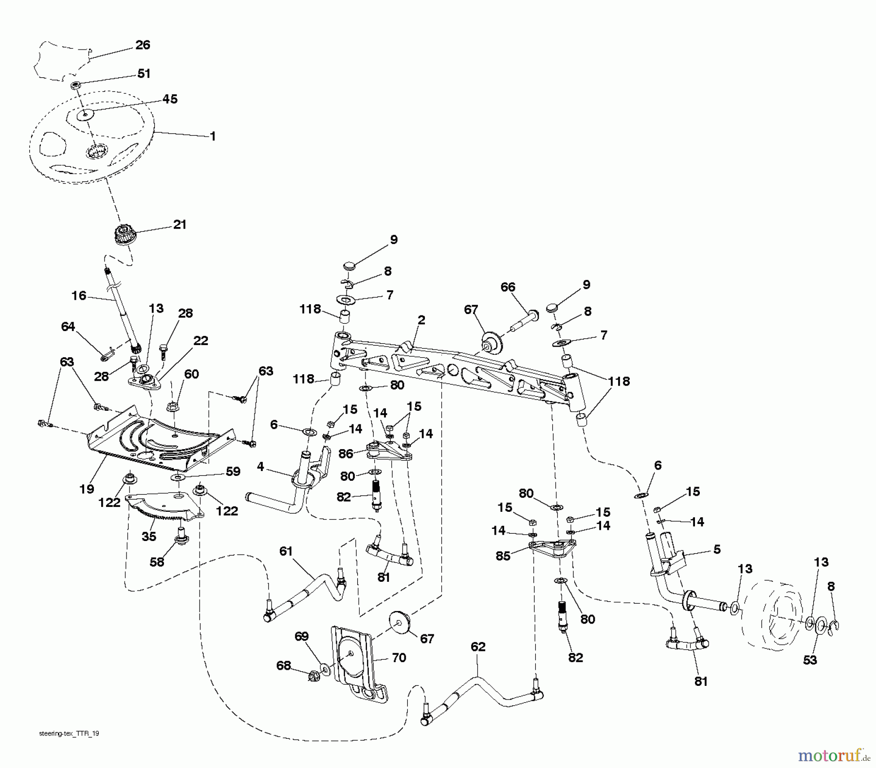 Husqvarna Rasen und Garten Traktoren YTH 2648TDRF (96041026402) - Husqvarna Yard Tractor (2013-05) STEERING