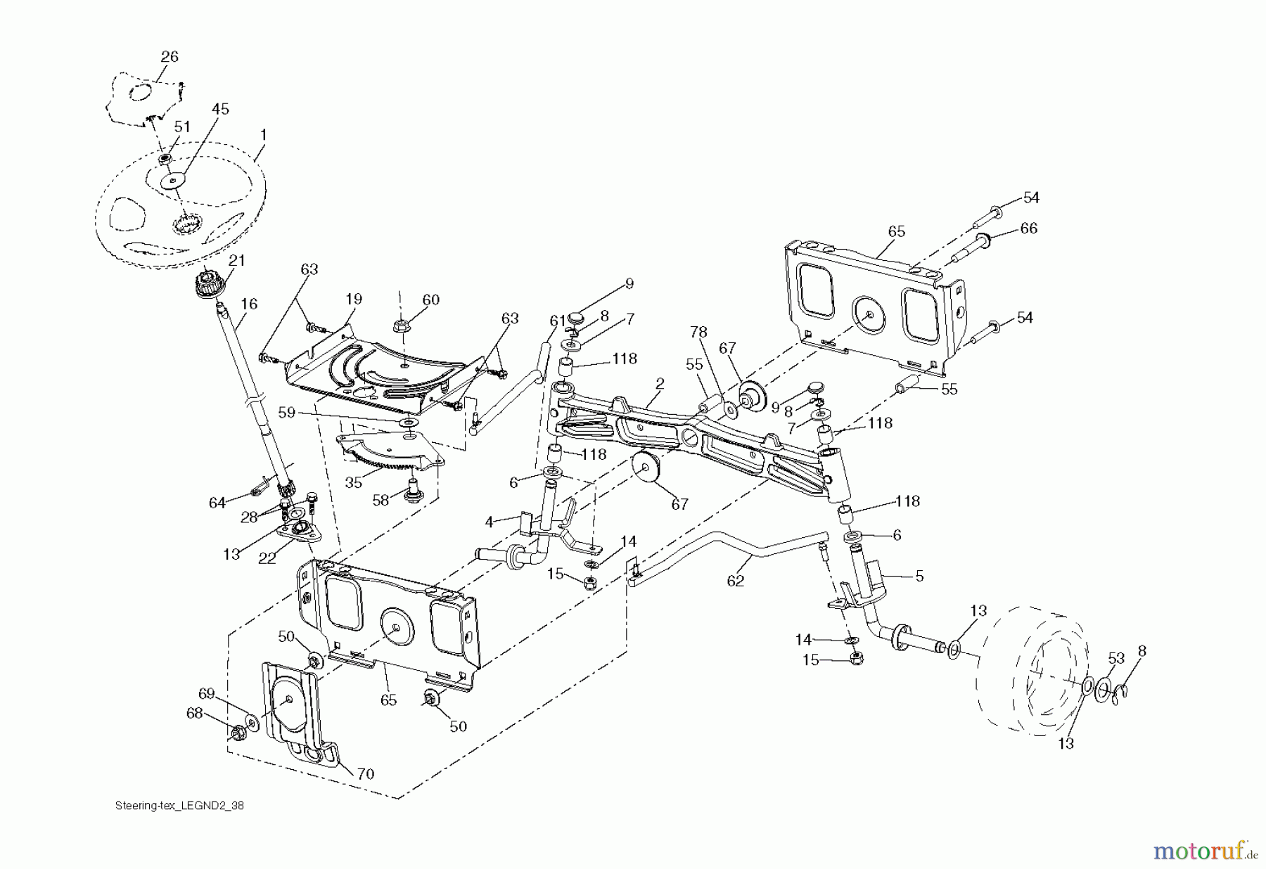 Husqvarna Rasen und Garten Traktoren YTH 2648TF (96041017402) - Husqvarna Yard Tractor (2011-02 & After) STEERING
