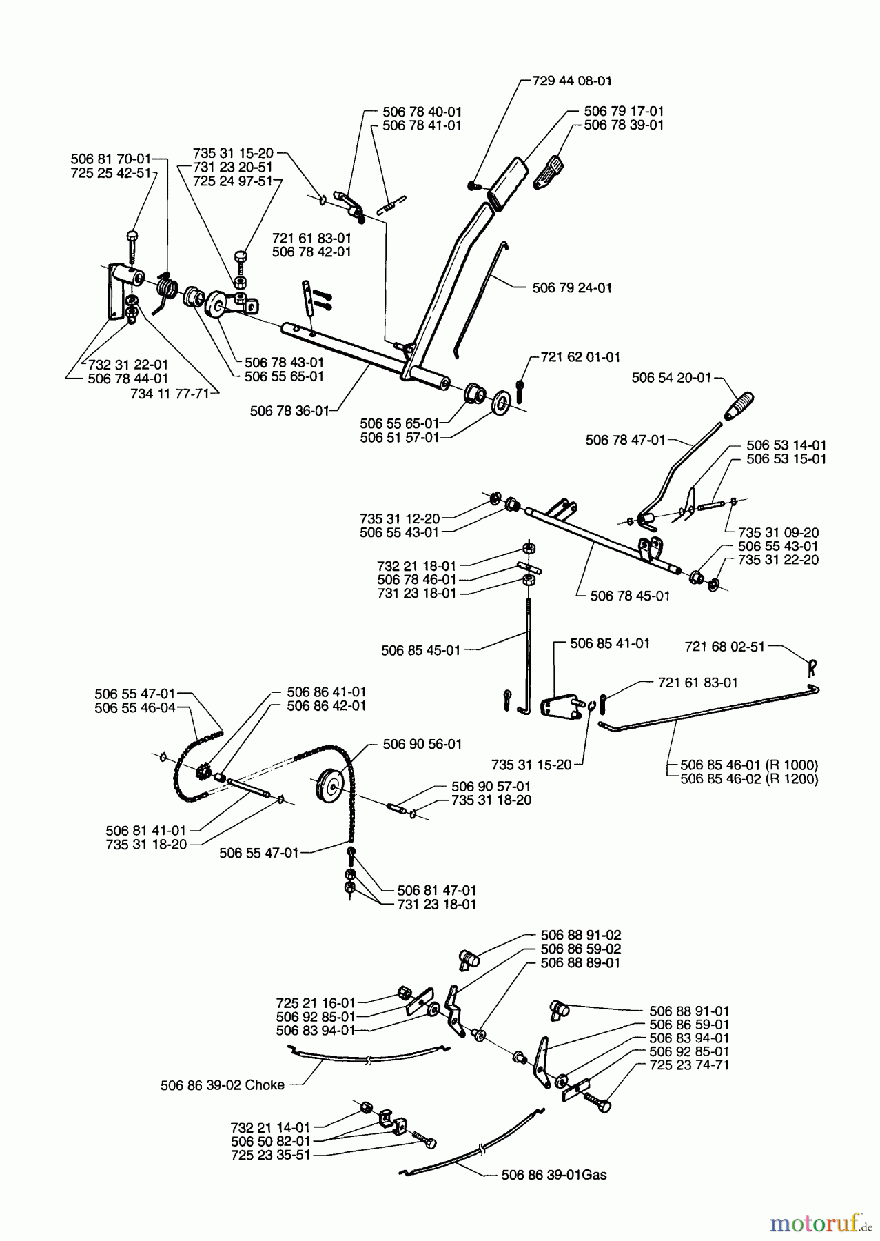  Husqvarna Reitermäher, Motor hinten Rider 1200 - Husqvarna Rear-Engine Rider (1996-08 to 1997-12) Transmission Assembly