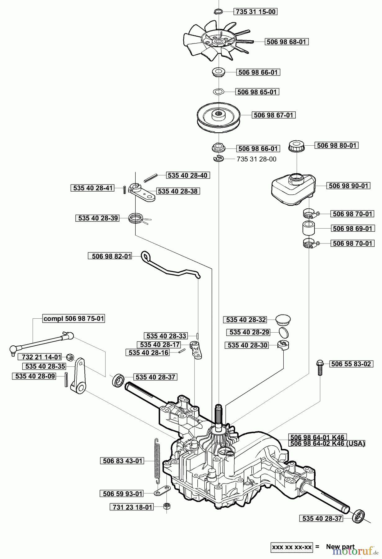  Husqvarna Reitermäher, Motor hinten Rider 16 - Husqvarna Rear-Engine Rider (2001-01 & After) Hydro