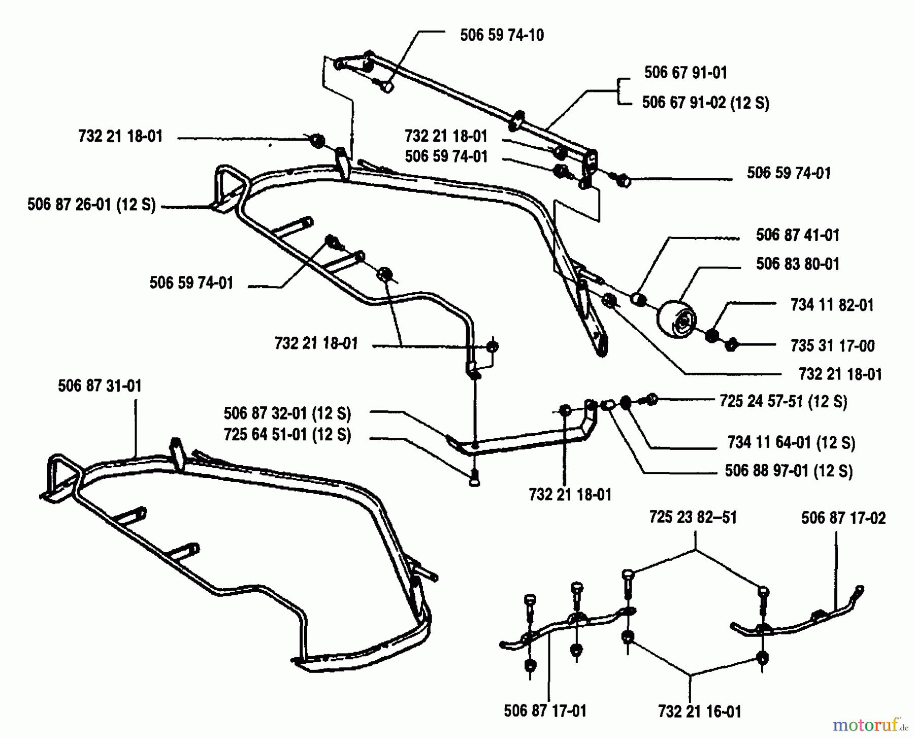  Husqvarna Reitermäher, Motor hinten Rider 970 12 S - Husqvarna Swedish Rider (1993-05 to 1994-02) Frame Assembly, Complete