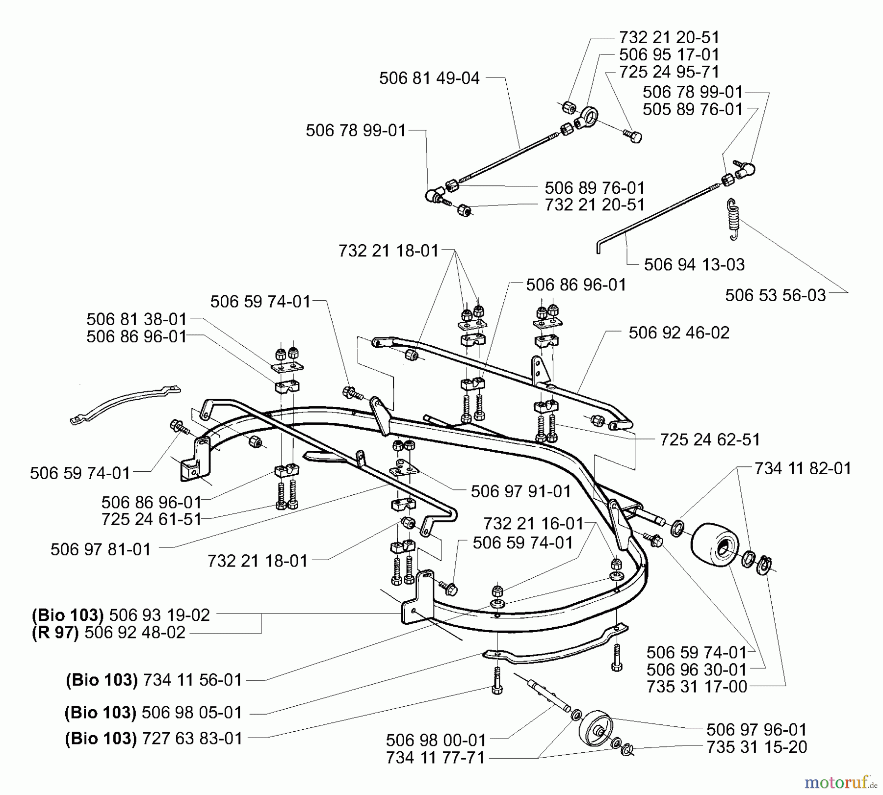  Husqvarna Reitermäher, Motor hinten Rider Pro 15 - Husqvarna Rear-Engine Rider (2001-02 to 2002-12) Deck Frame (41