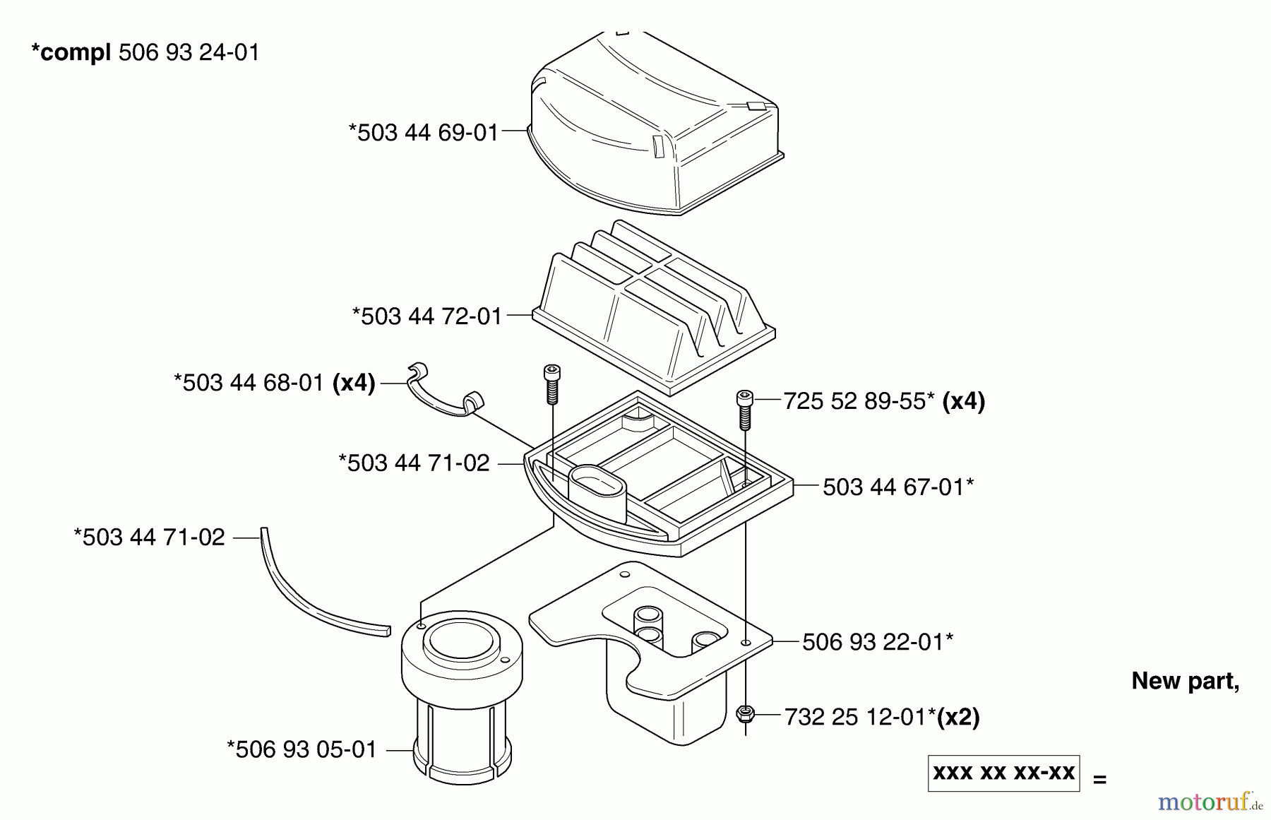  Husqvarna Reitermäher, Motor hinten Rider Pro 15 - Husqvarna Rear-Engine Rider (2003-01 & After) Air Filter