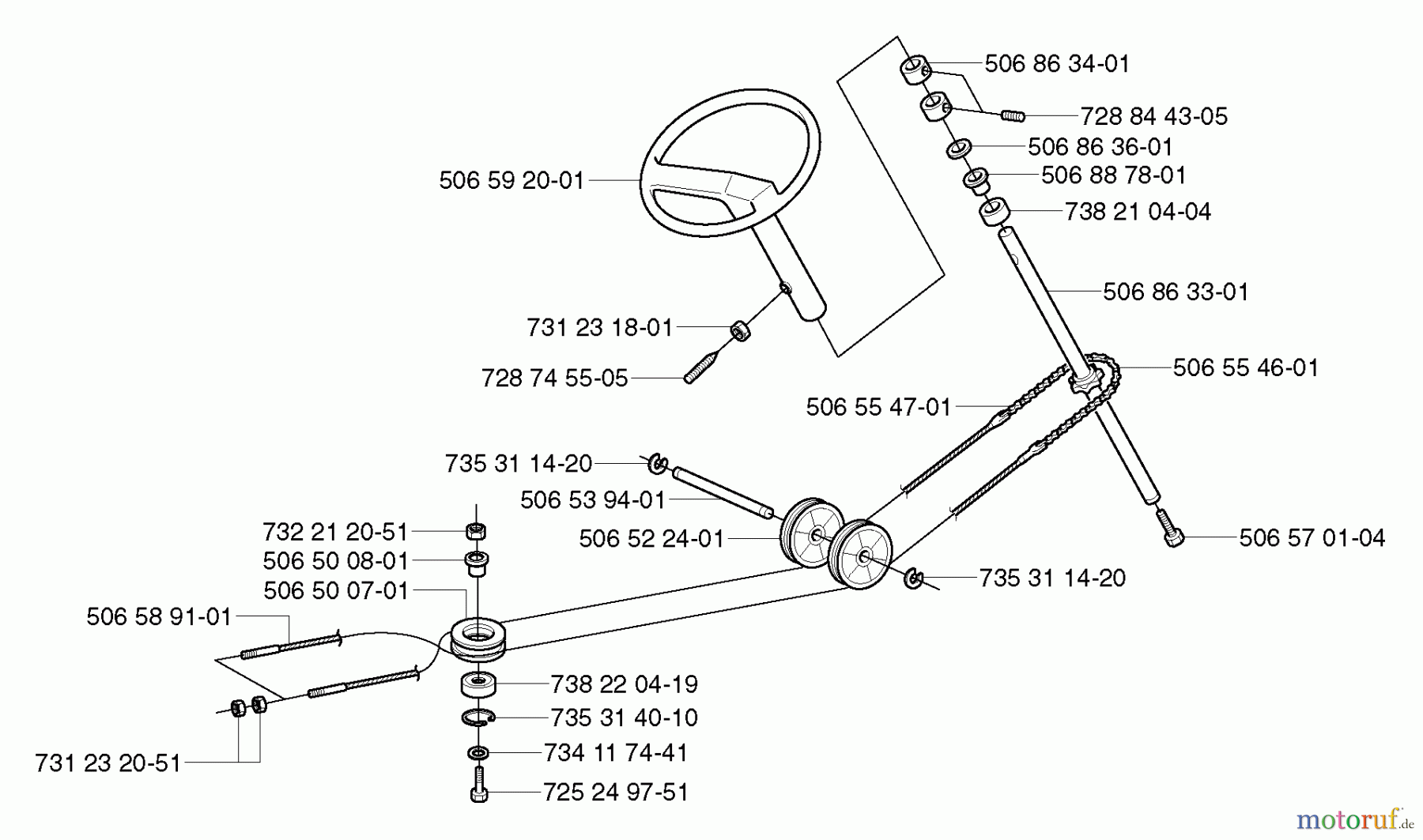 Husqvarna Reitermäher, Motor hinten Rider Pro 15-V2 - Husqvarna Rear-Engine Rider (2003-01 & After) Steering