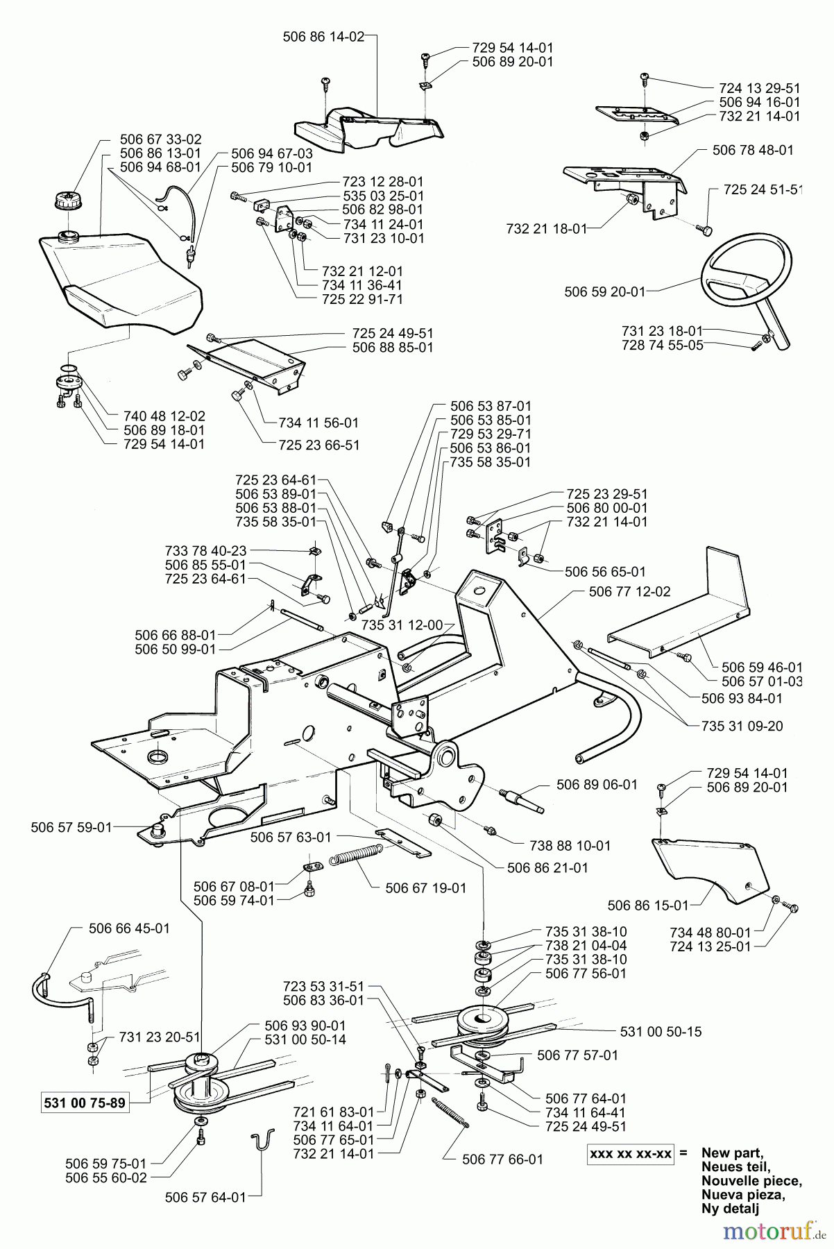  Husqvarna Reitermäher, Motor hinten Rider Proflex 21 - Husqvarna Rear-Engine Rider (2001-01 & After) Chassis